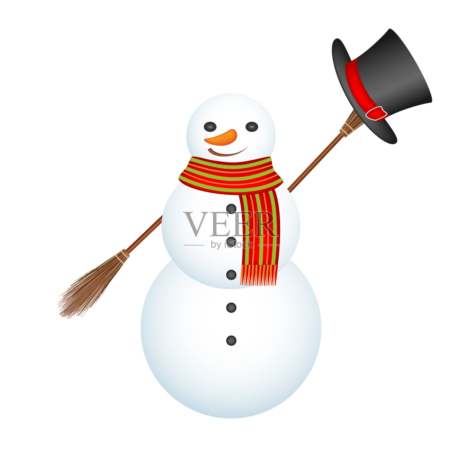 雪人挥手帽孤立在白色，矢量插图设计设计元素图片