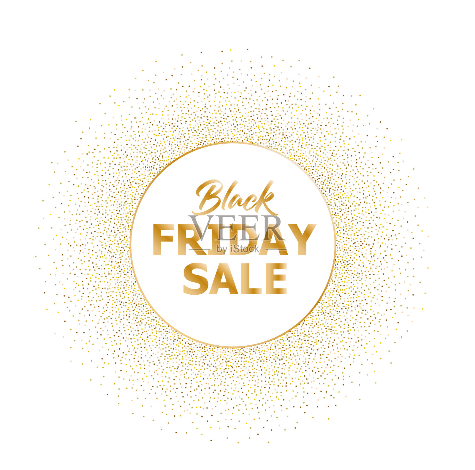 黑色星期五豪华海报。宣传横幅，金色的五彩纸屑的背景。设计元素图片