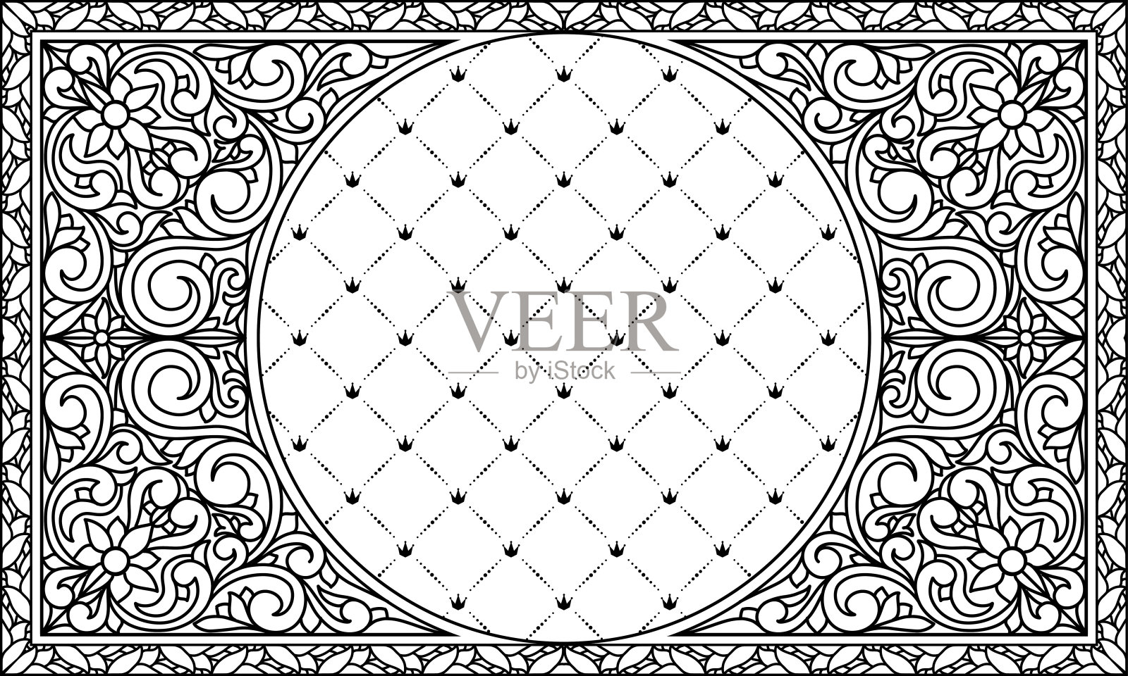 黑白复古华丽装饰卡插画图片素材