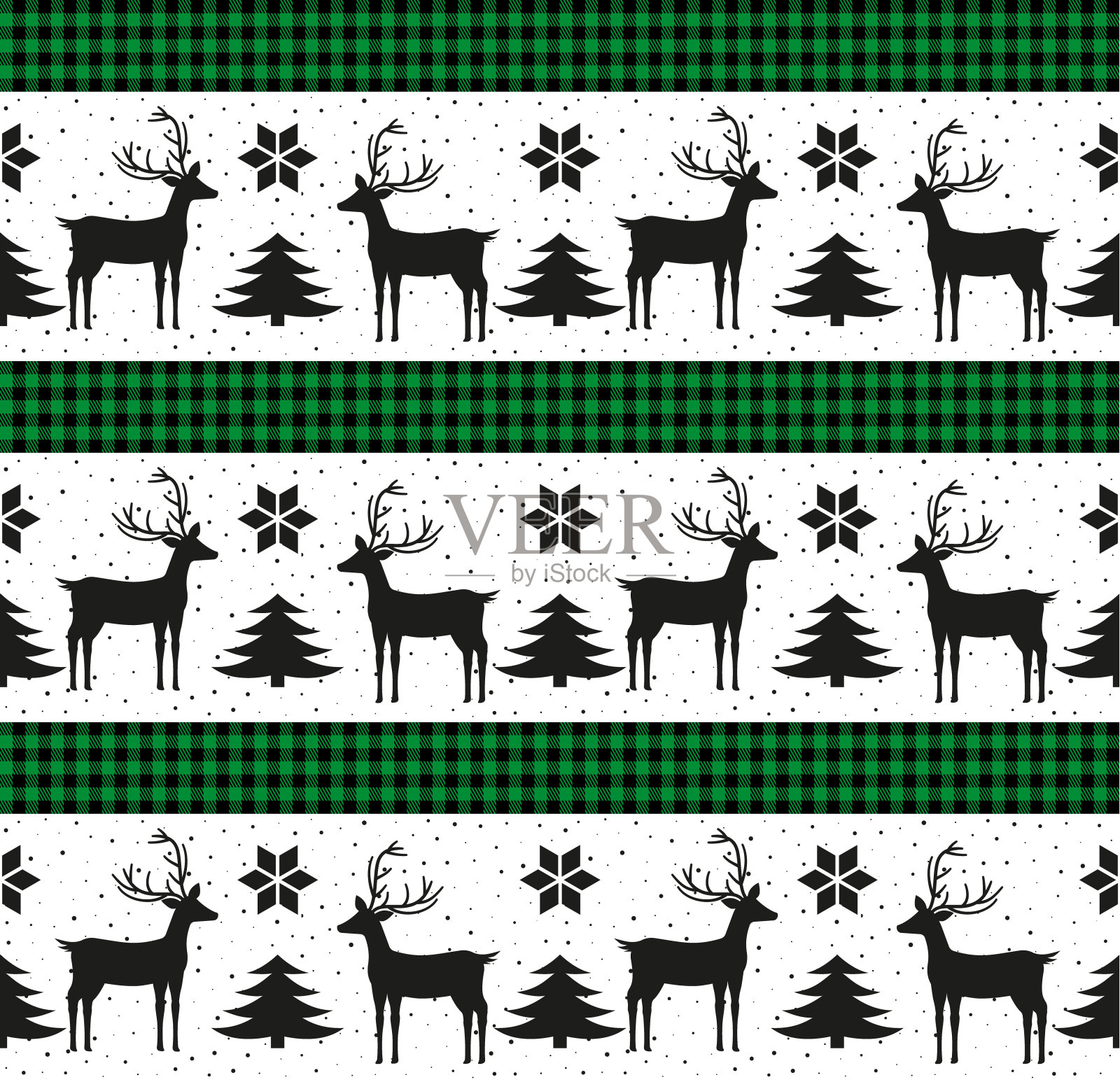 布法罗格子的圣诞节和新年图案。节日背景的设计和印刷插画图片素材