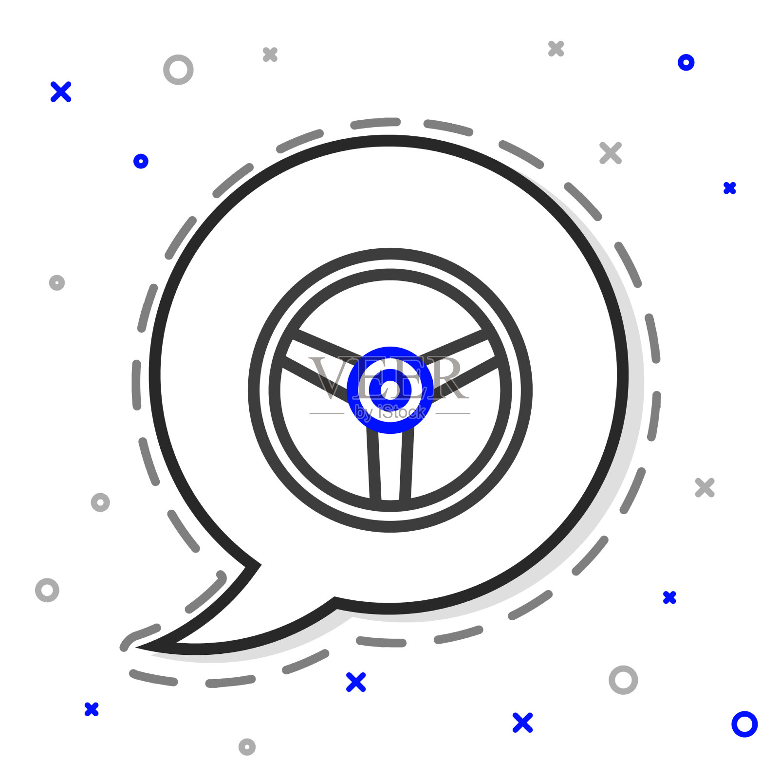 线方向盘图标隔离在白色插画图片素材