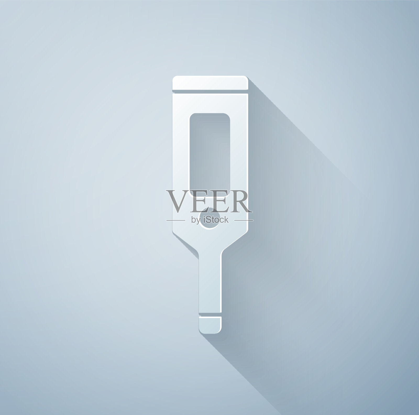 剪纸医疗数字温度计的医疗插画图片素材