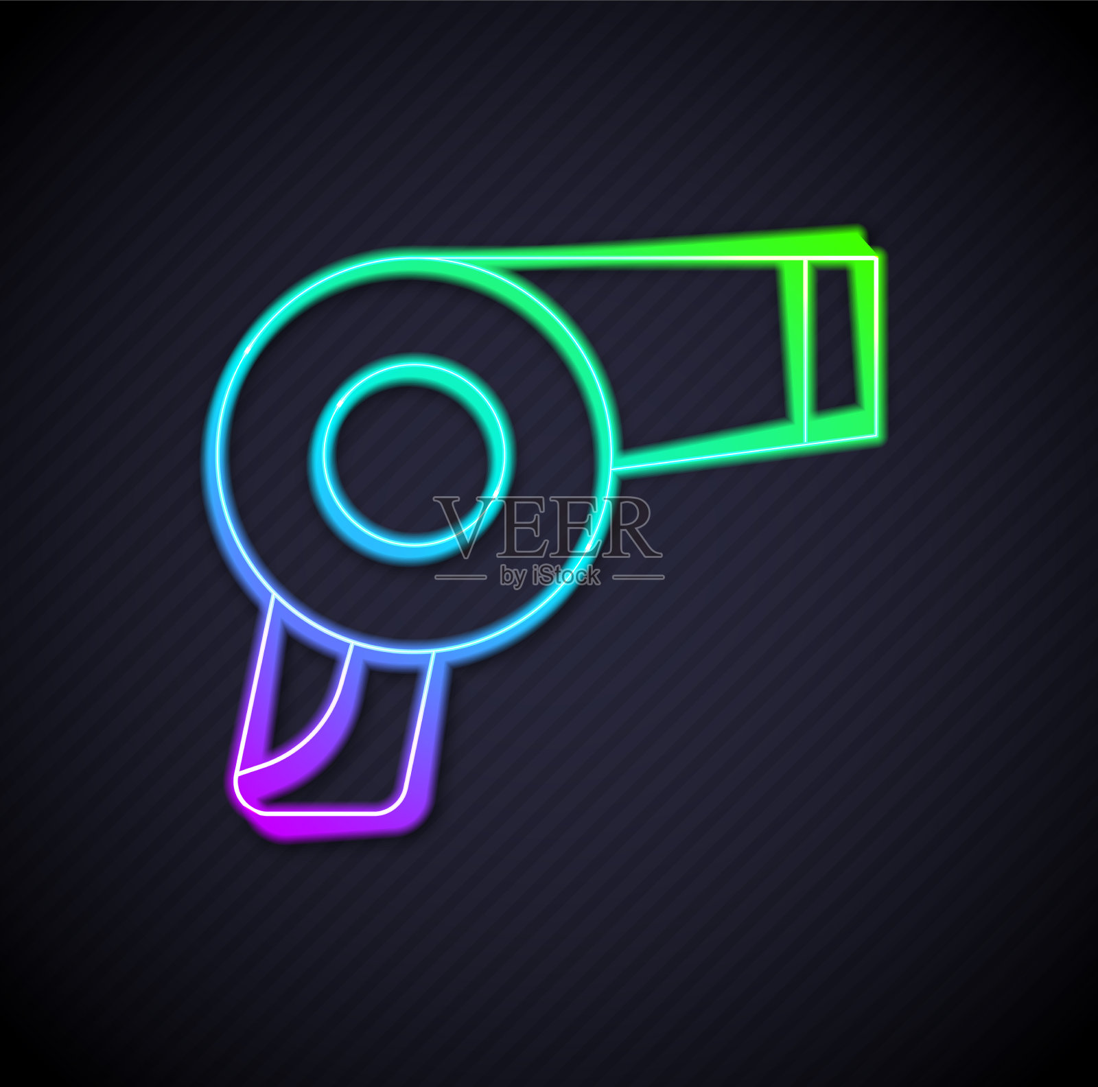 发光的霓虹灯线电吹风图标孤立上插画图片素材