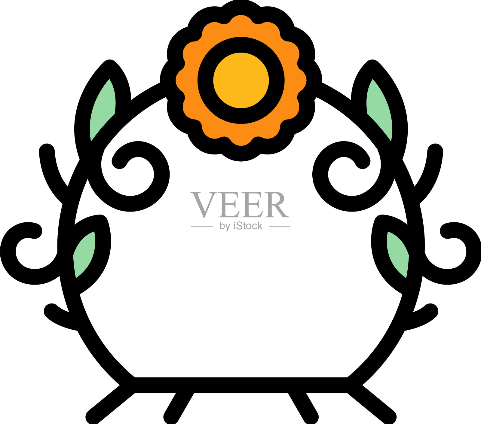花设计拱门图标颜色轮廓插画图片素材