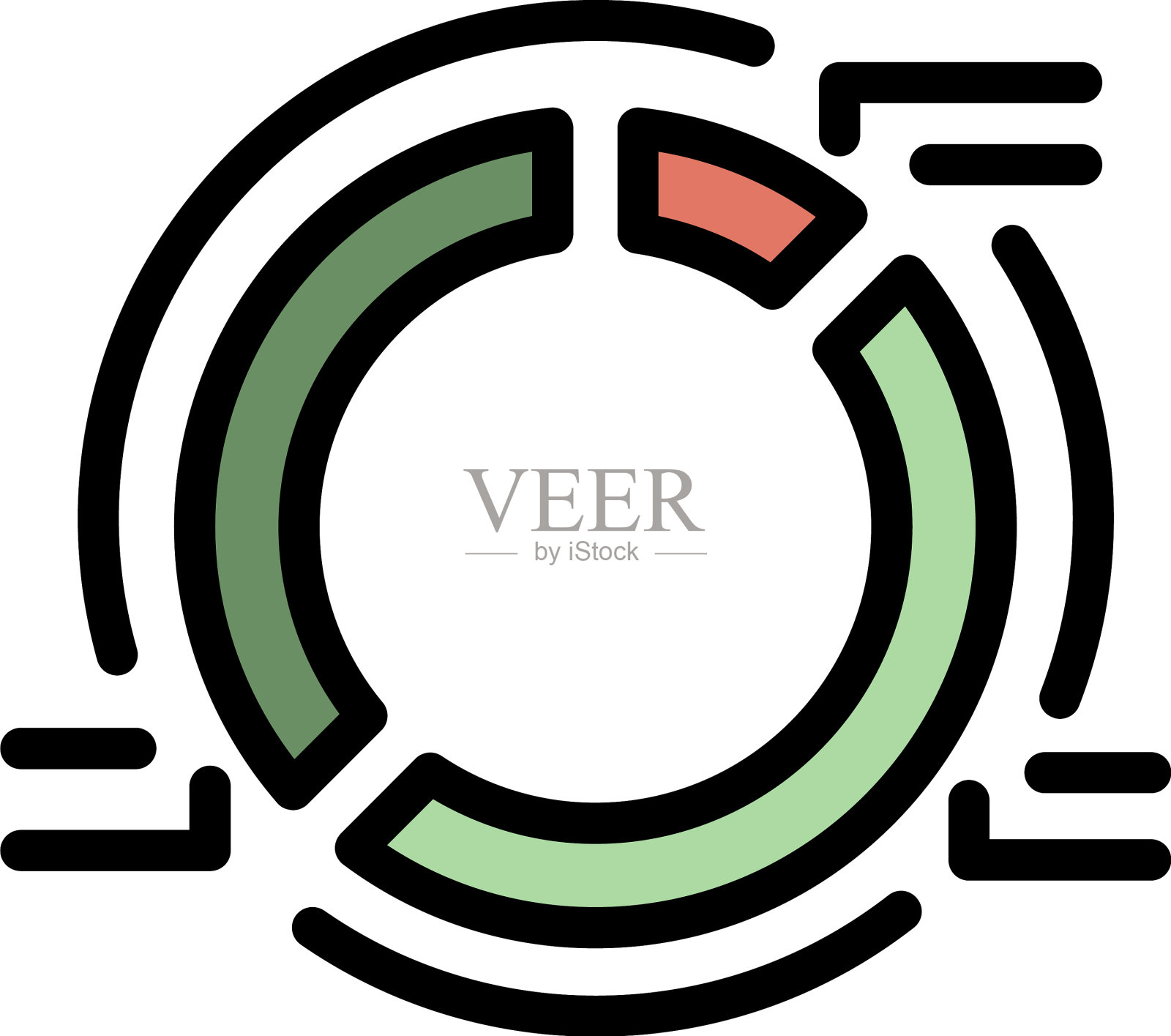 饼图广告图标颜色轮廓图标素材