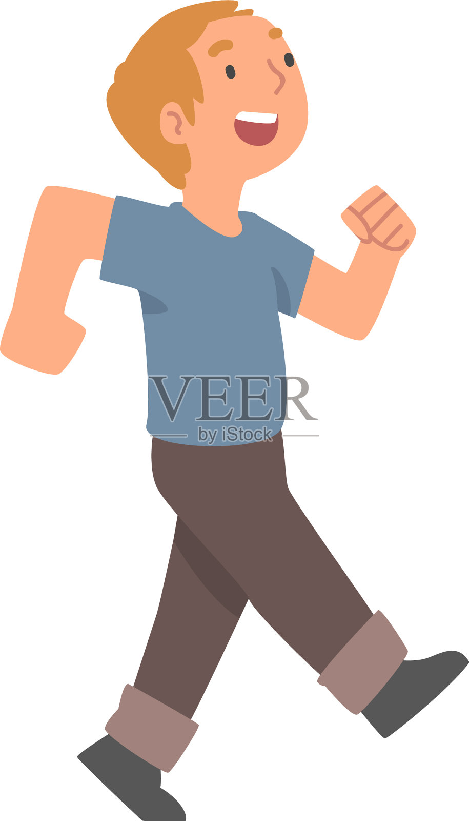 快乐的小男孩抬头看着别人设计元素图片