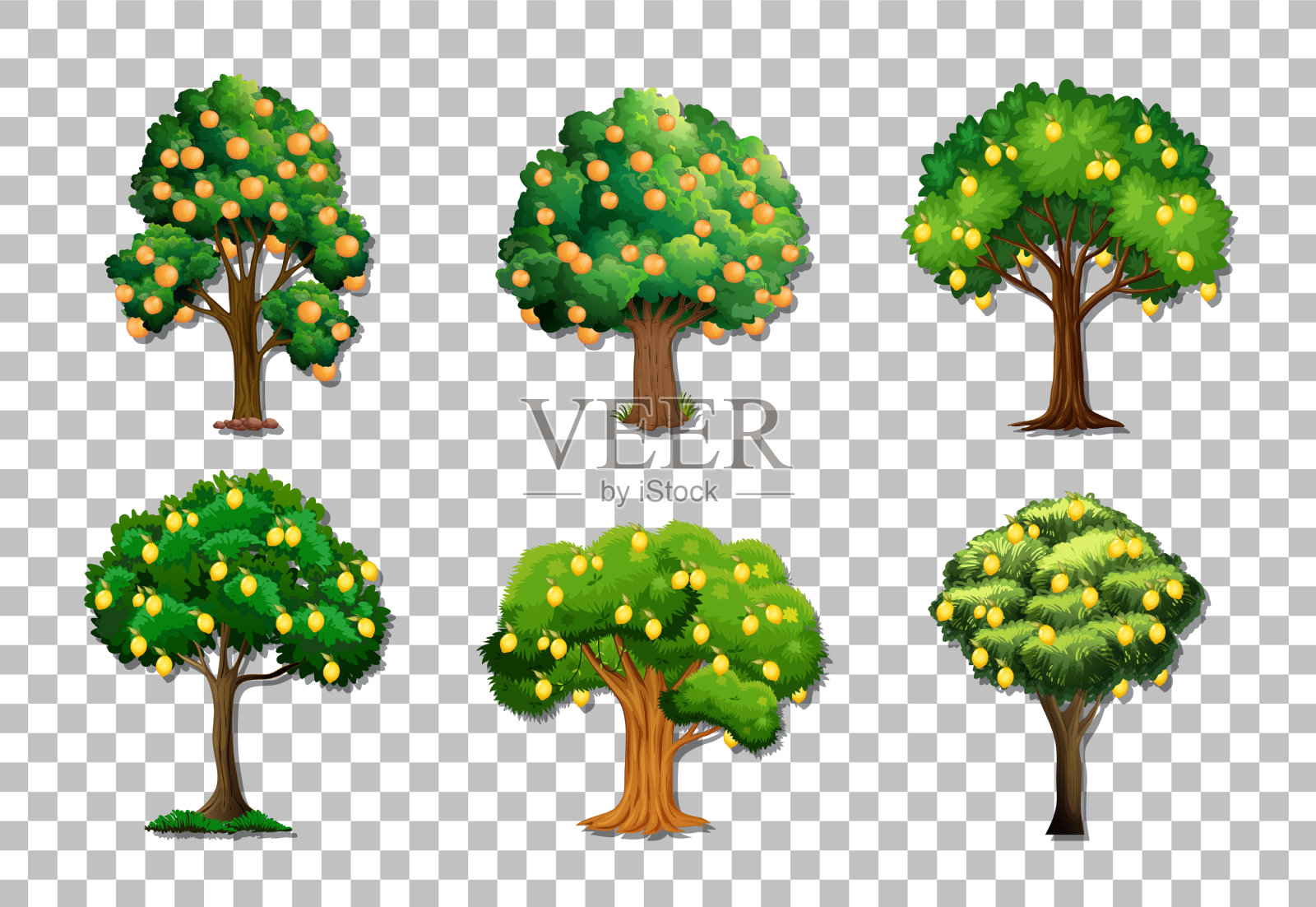套上各种透明果树插画图片素材
