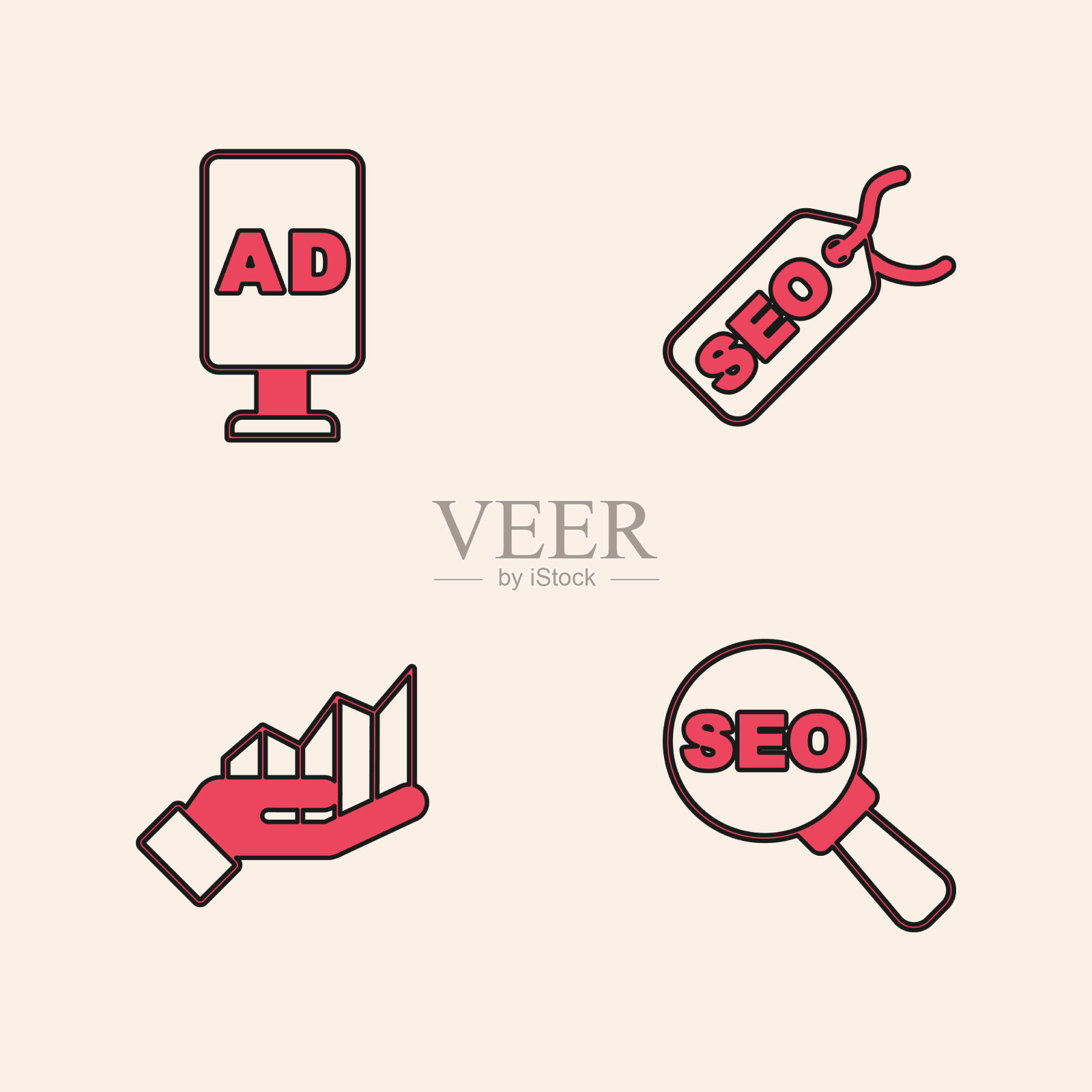 设置seo优化广告和饼图图标素材