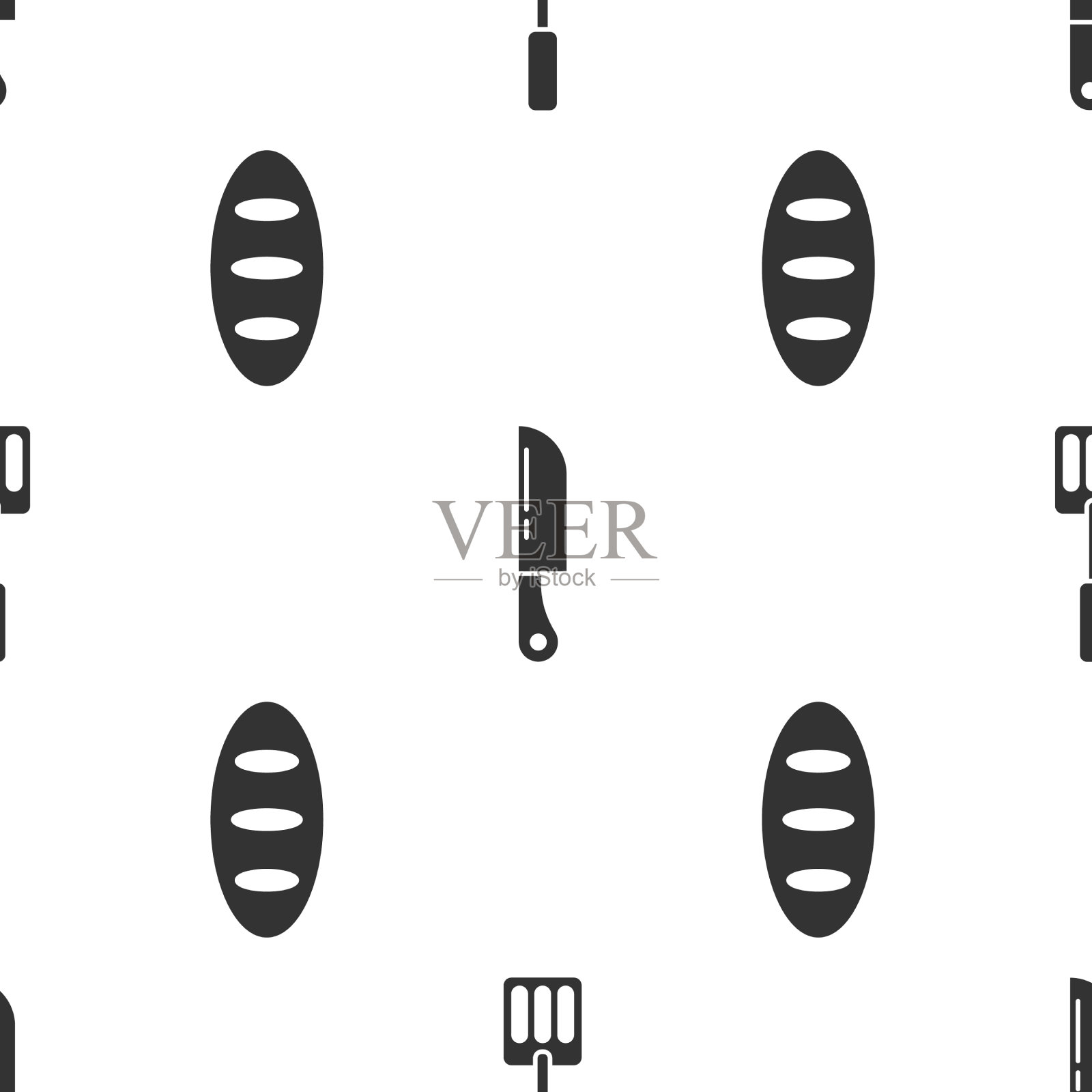 把抹刀和面包片放在一起图标素材