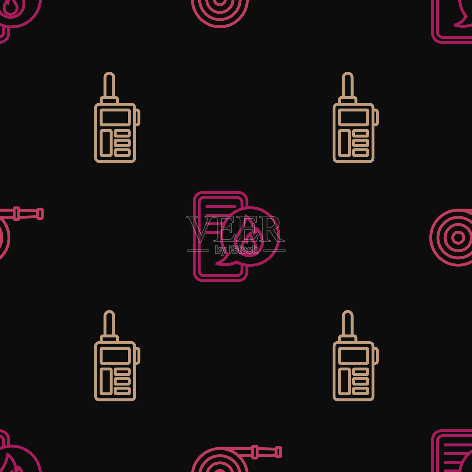 设置消防水带、卷筒对讲机和电话图标素材