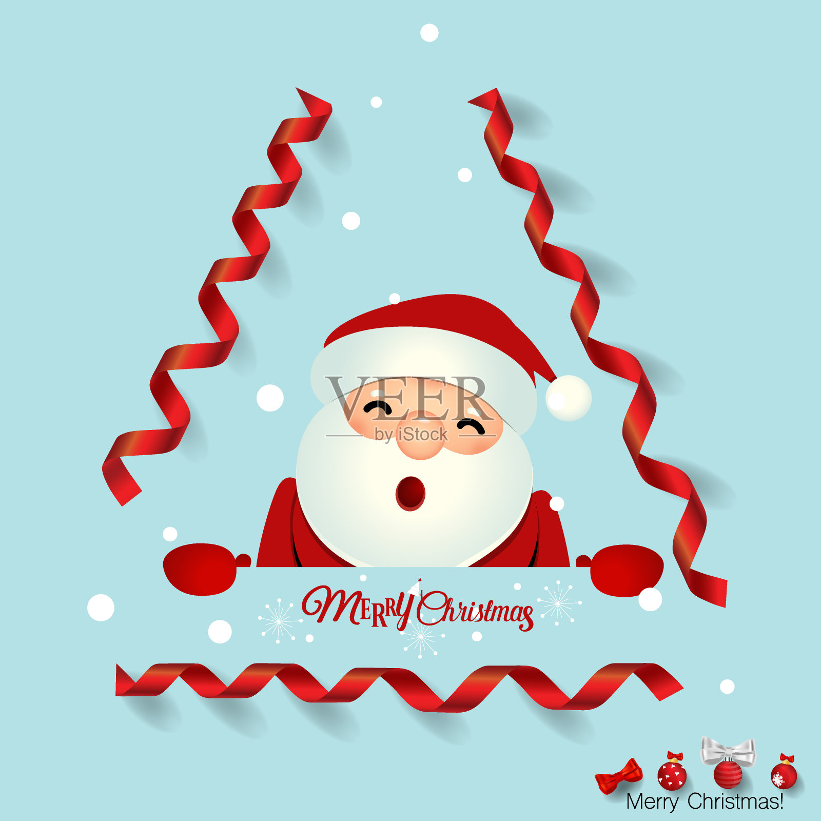 圣诞贺卡与圣诞老人。矢量图插画图片素材