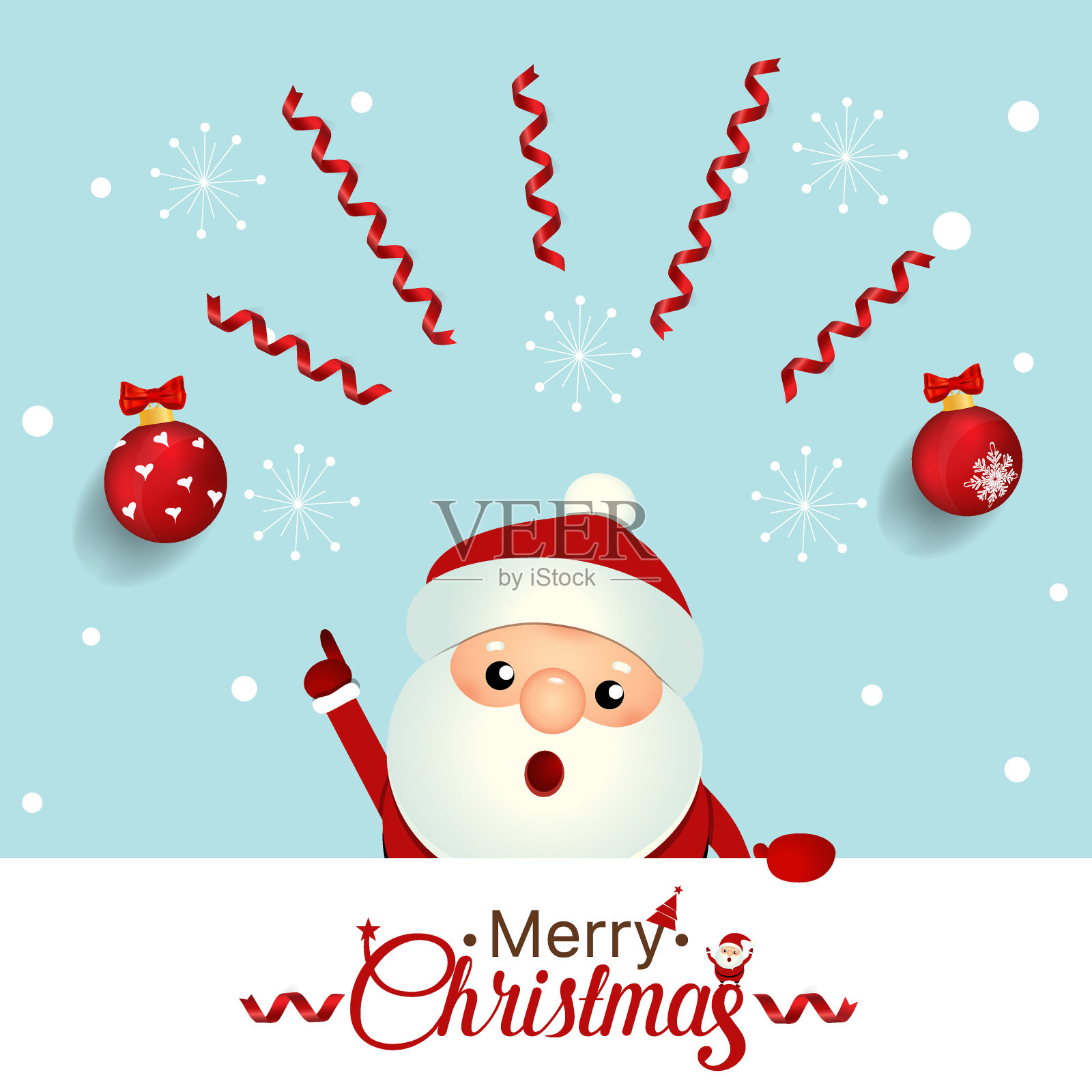 圣诞贺卡与圣诞老人。矢量插图。插画图片素材