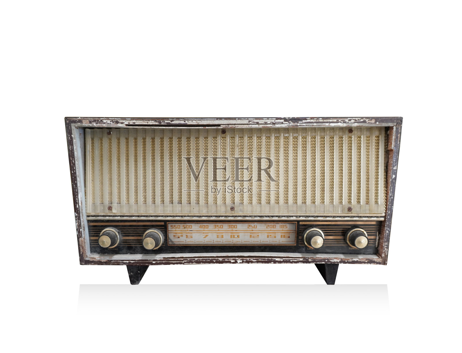 前视古董晶体管在白色背景，技术背景，复制空间照片摄影图片