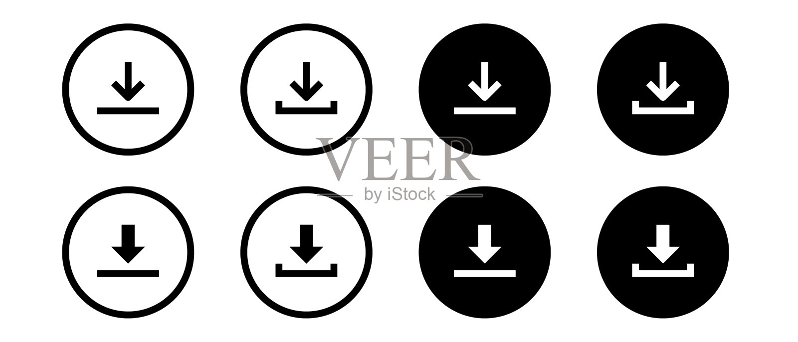 下载矢量图标集。下载按钮集合图标素材