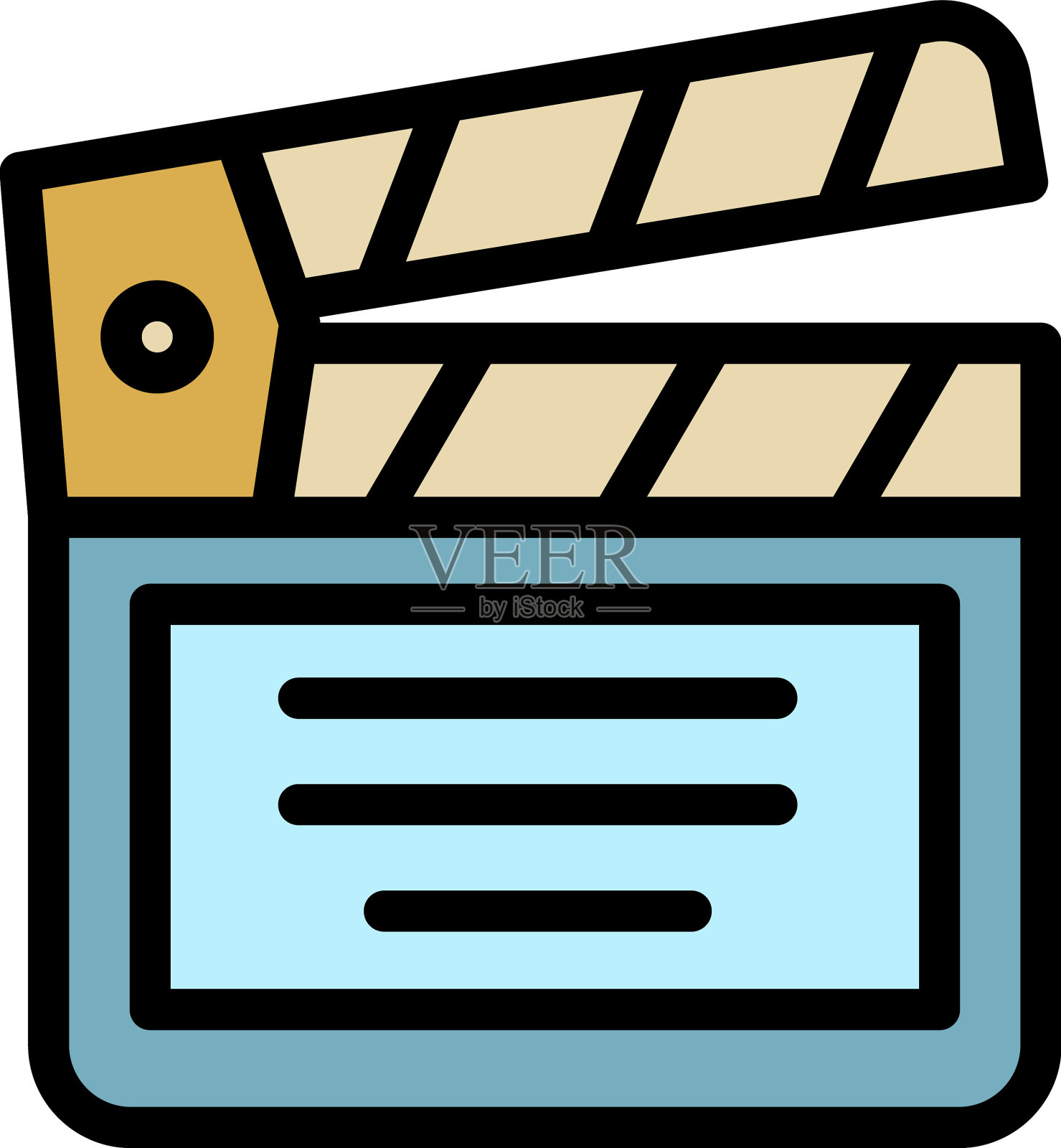 电影拍板图标颜色轮廓插画图片素材