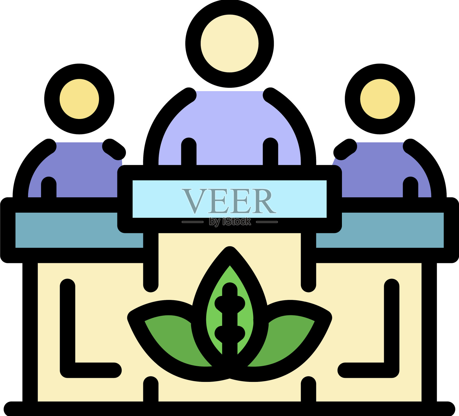 生态居民课图标颜色大纲插画图片素材