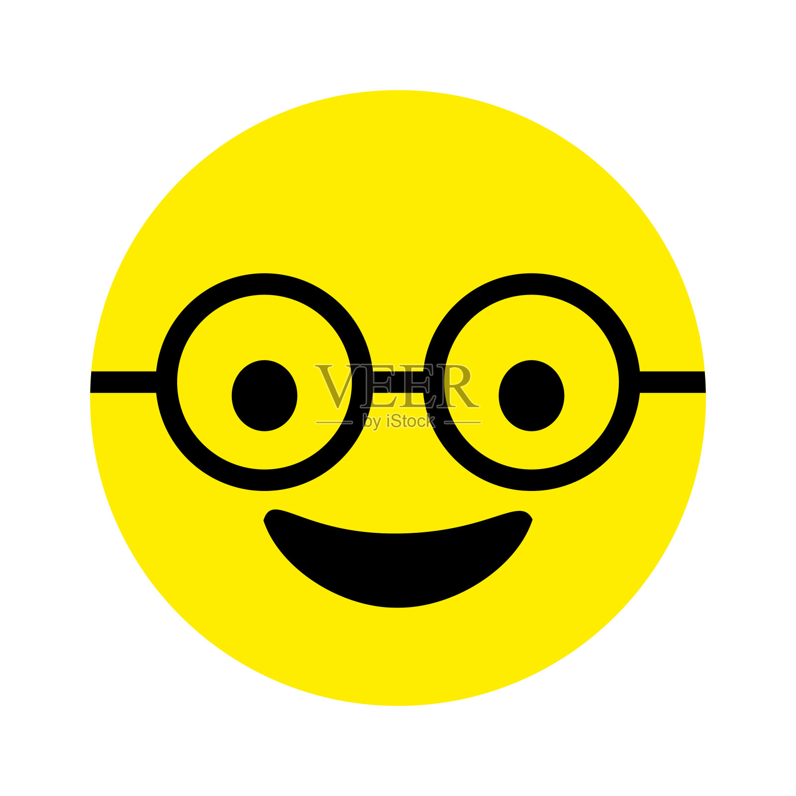 戴眼镜的笑脸。Emoji图标矢量。表情符号的迹象。积极的情感。矢量插图。设计元素图片