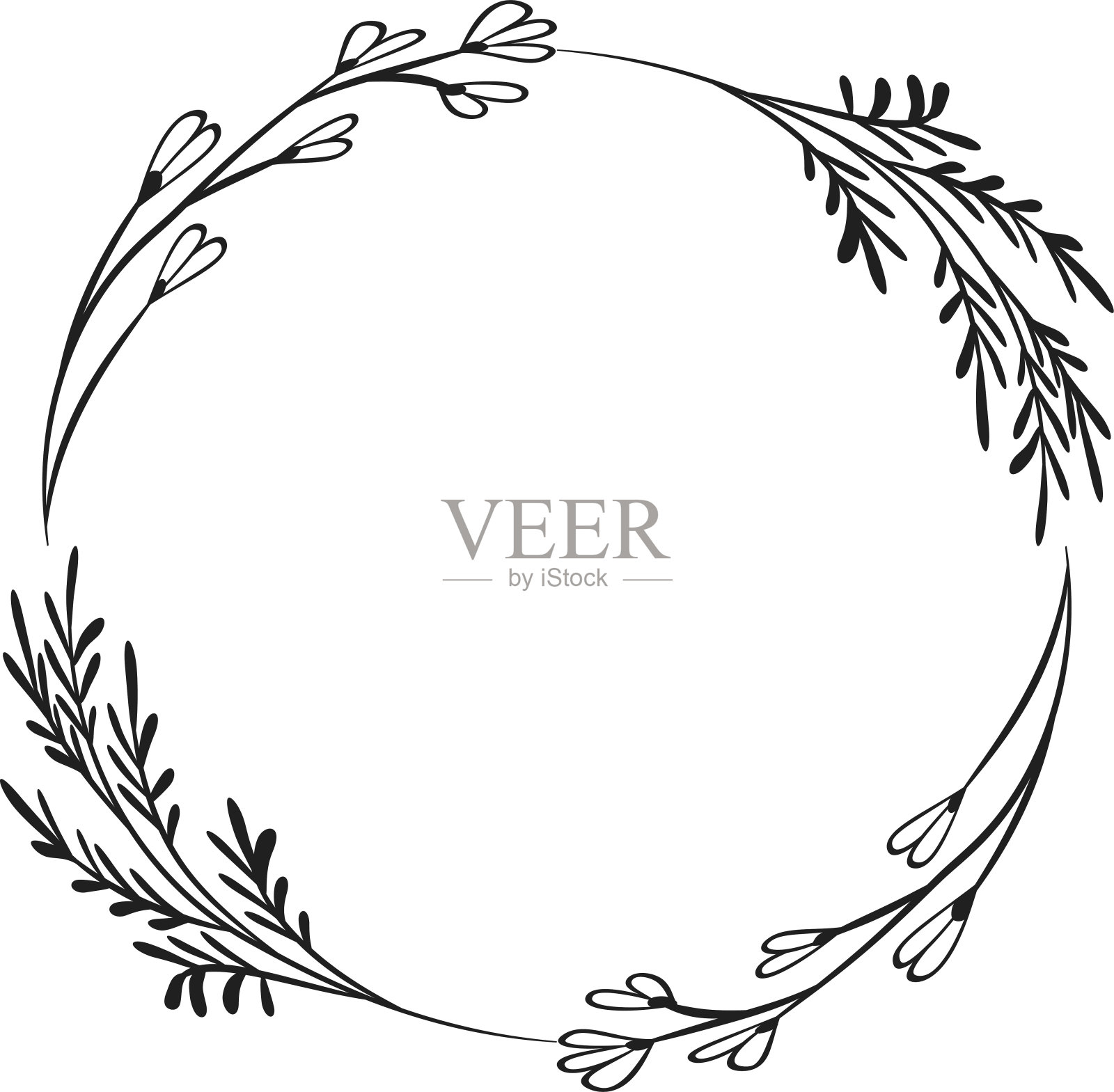 手画涂鸦花圈装饰装饰边界卡邀请设计元素图片