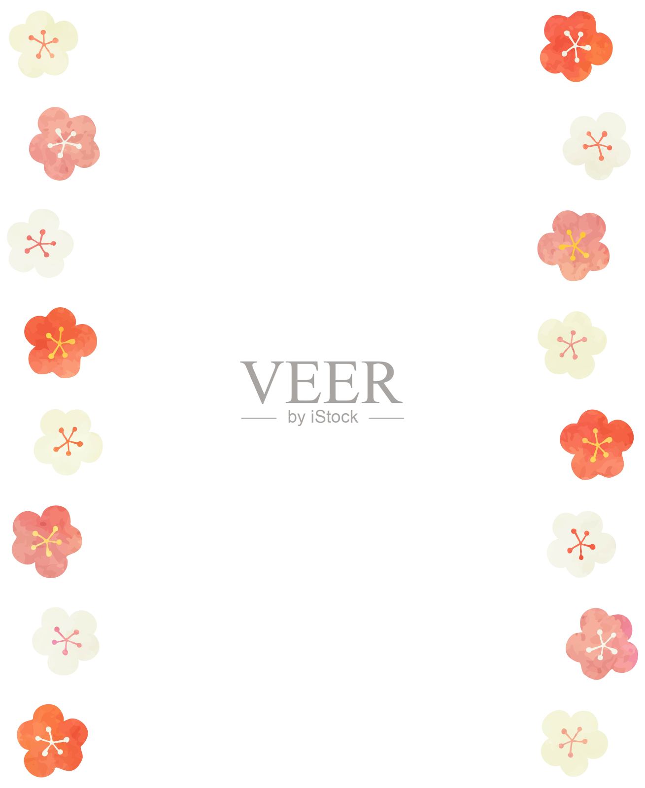 水彩梅花背景插图插画图片素材