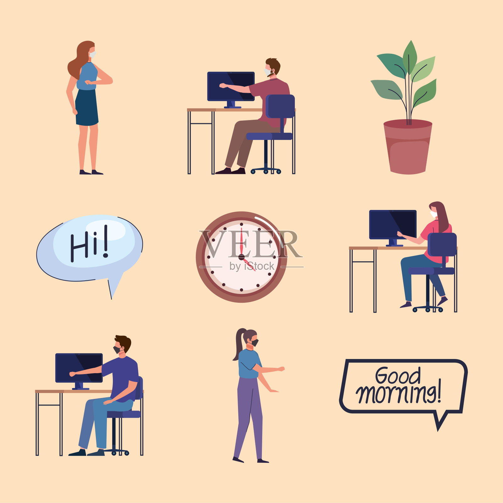 回到工作设计插画图片素材