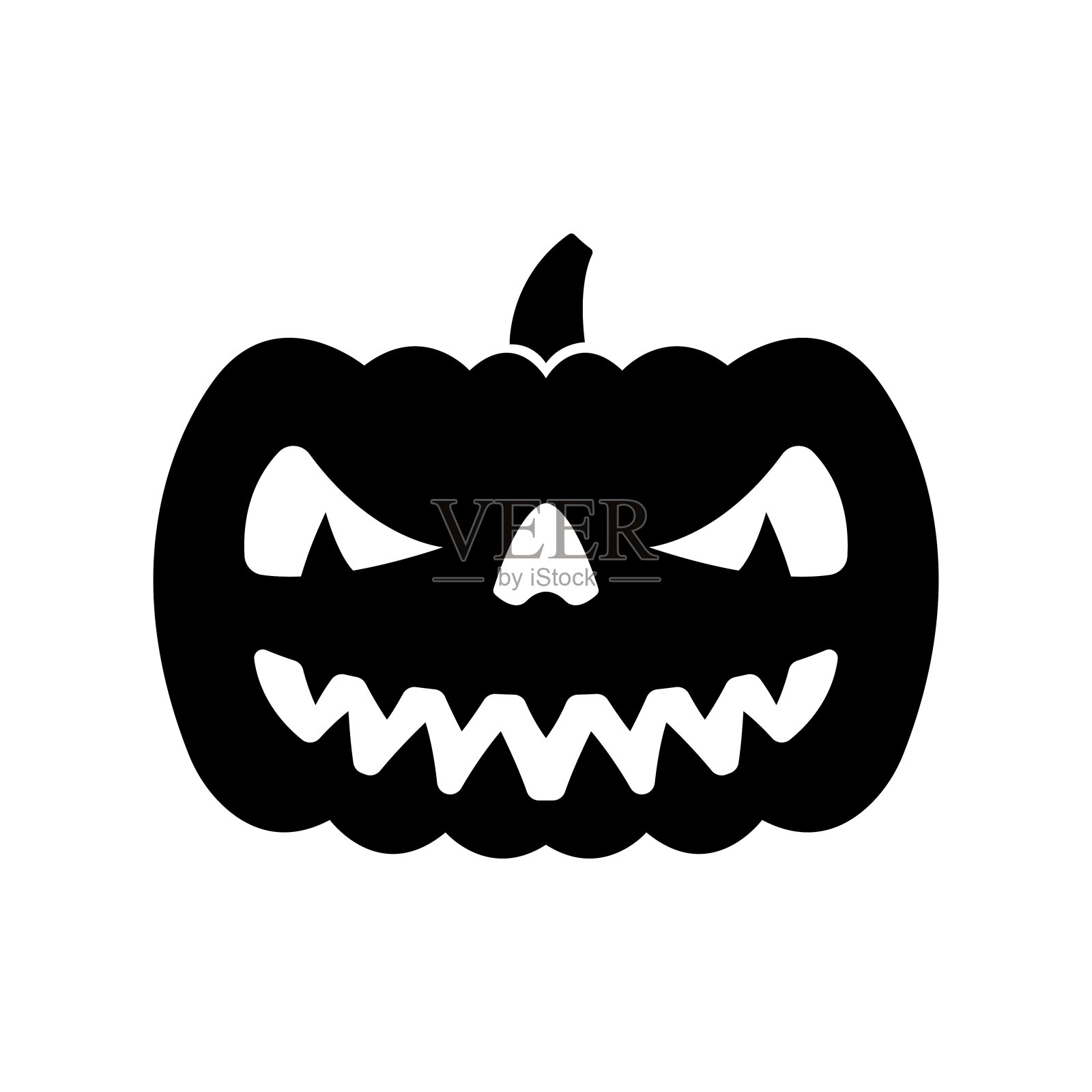 万圣节南瓜图标。黑色的轮廓。矢量平面图形插图。在白色背景上孤立的物体。隔离。插画图片素材