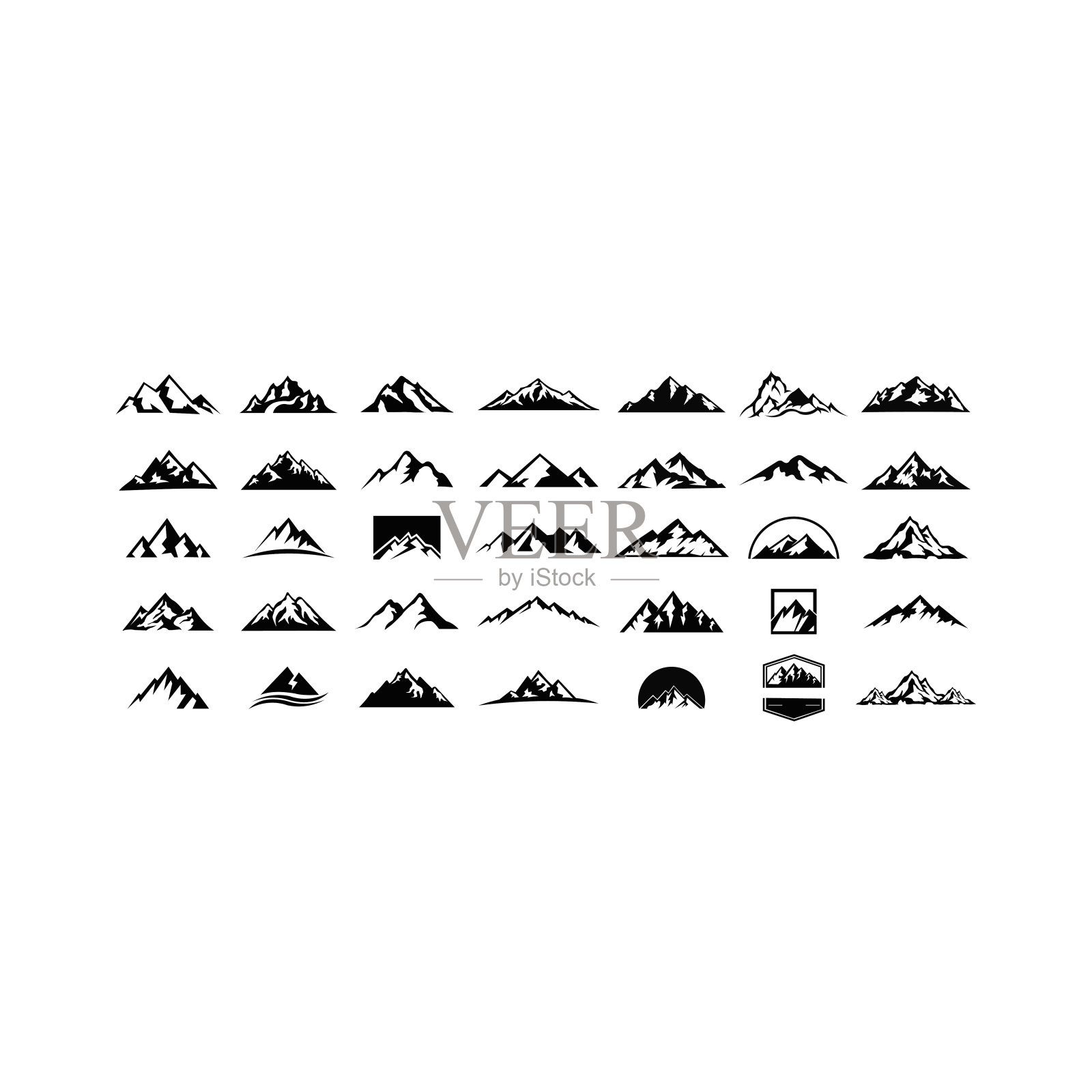 山轮廓景观插画图片素材