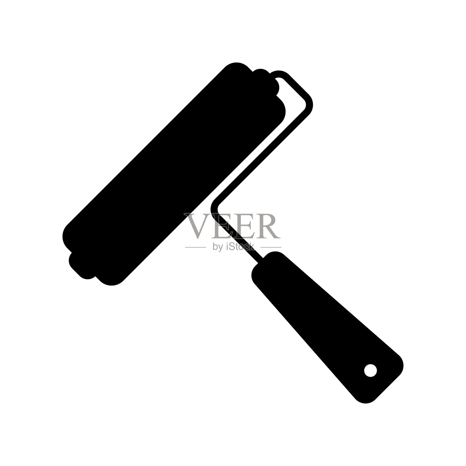 用于画图标的油漆滚筒。黑色的轮廓。矢量平面图形插图。在白色背景上孤立的物体。隔离。设计元素图片