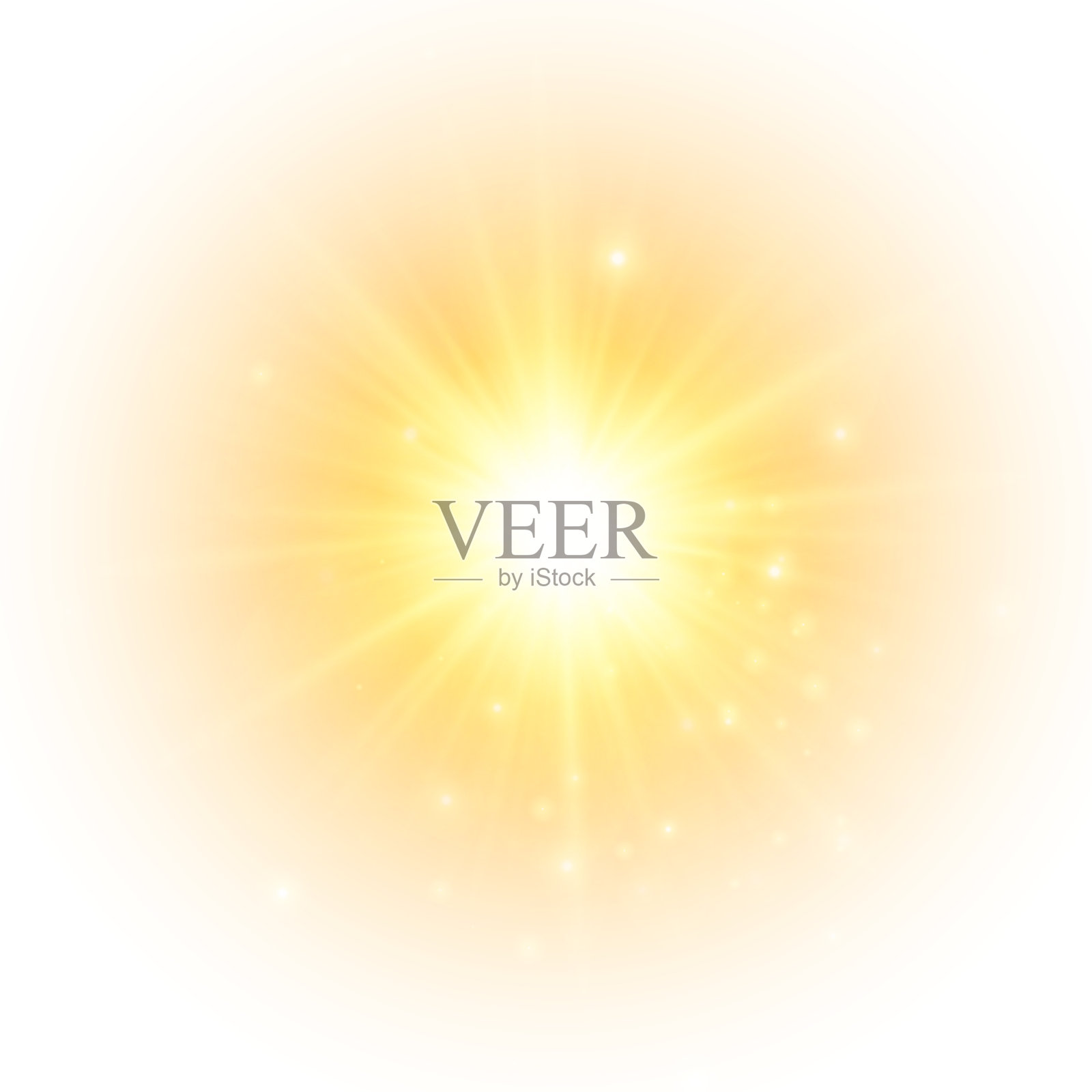 黄色的太阳闪烁着，星星闪烁着闪光。设计元素图片