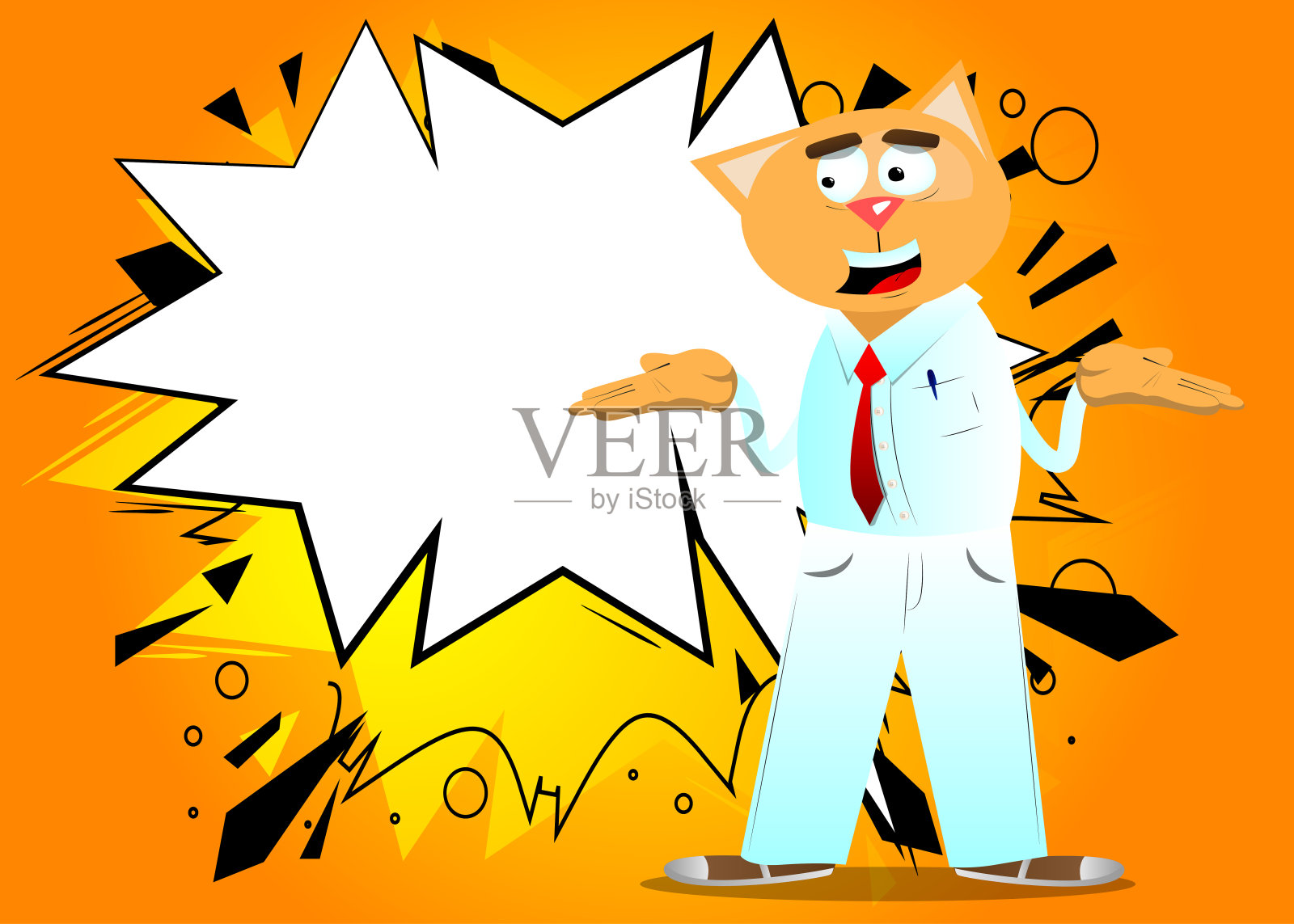 猫耸了耸肩，表示不知道的手势。插画图片素材