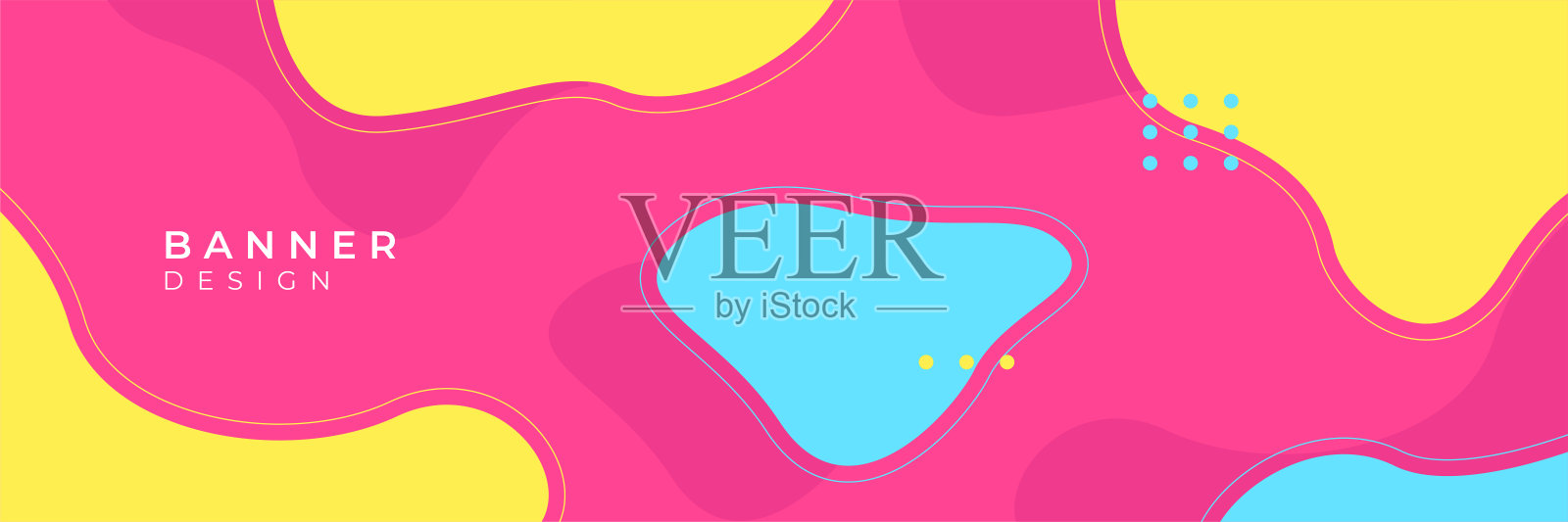 彩色网横幅与按钮。收集水平推广横幅与梯度颜色和抽象的几何背景。头的设计。充满活力的优惠券模板。插画图片素材