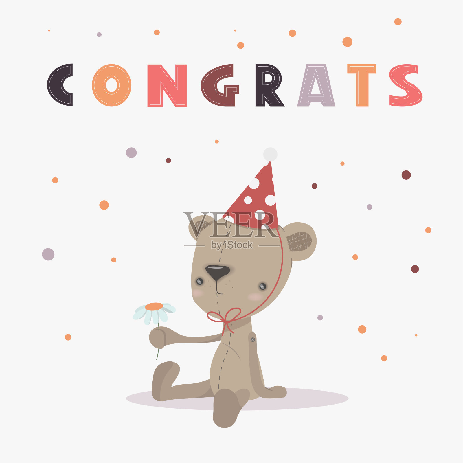 宝宝打印与熊和贺信。插画图片素材