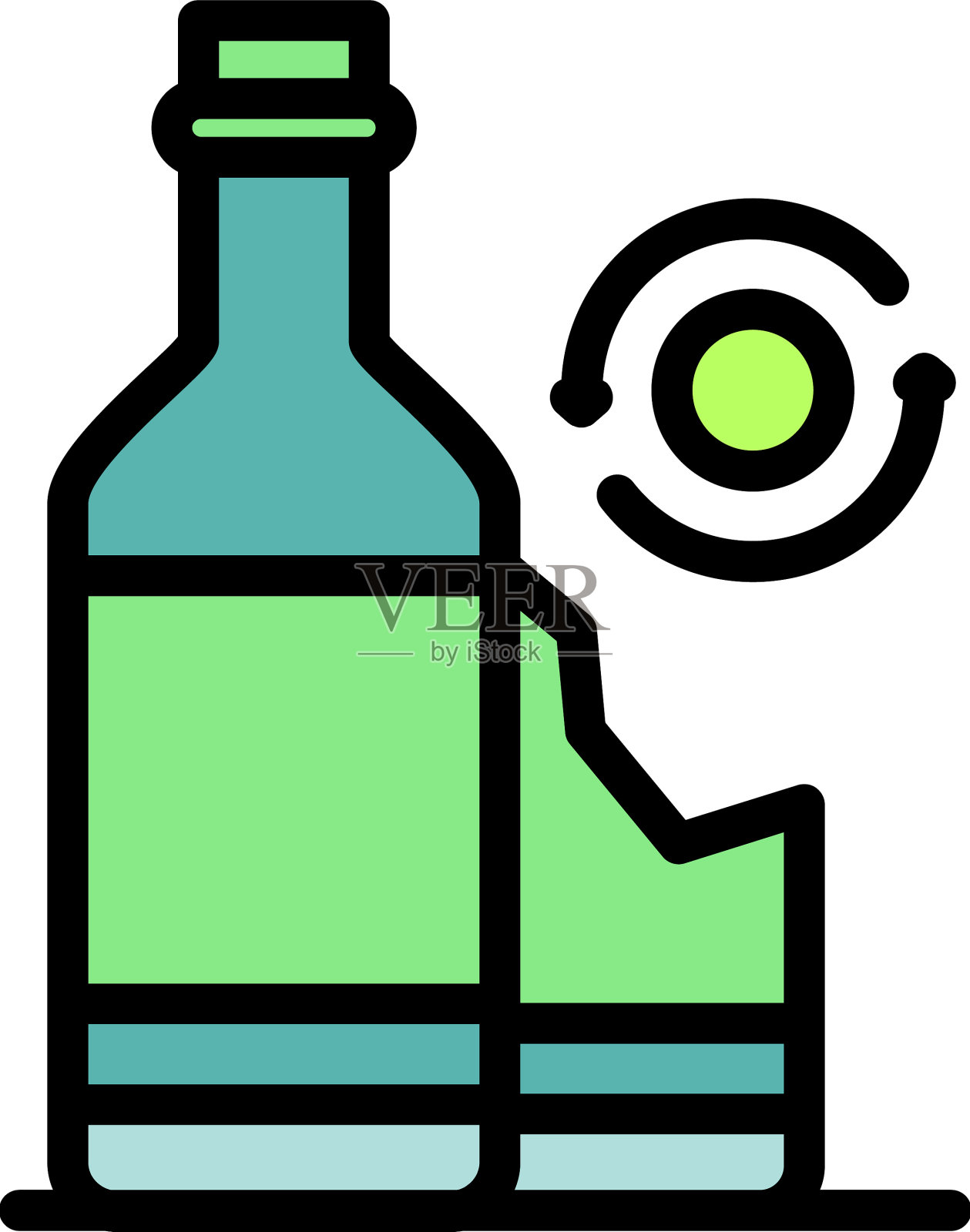 玻璃回收图标颜色轮廓插画图片素材