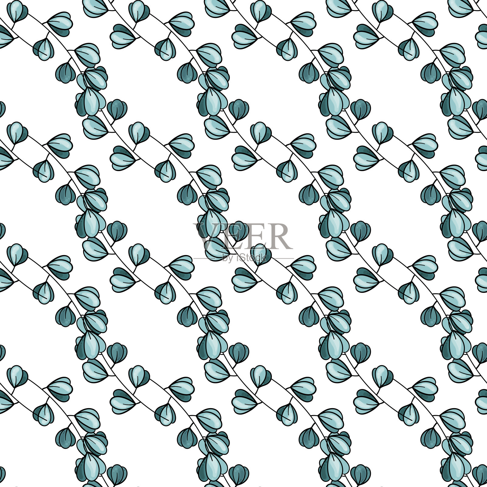 复古波西米亚无缝图案，花束装饰。可爱的矢量花卉设计。波希米亚花园的野花手绘风格。插画图片素材