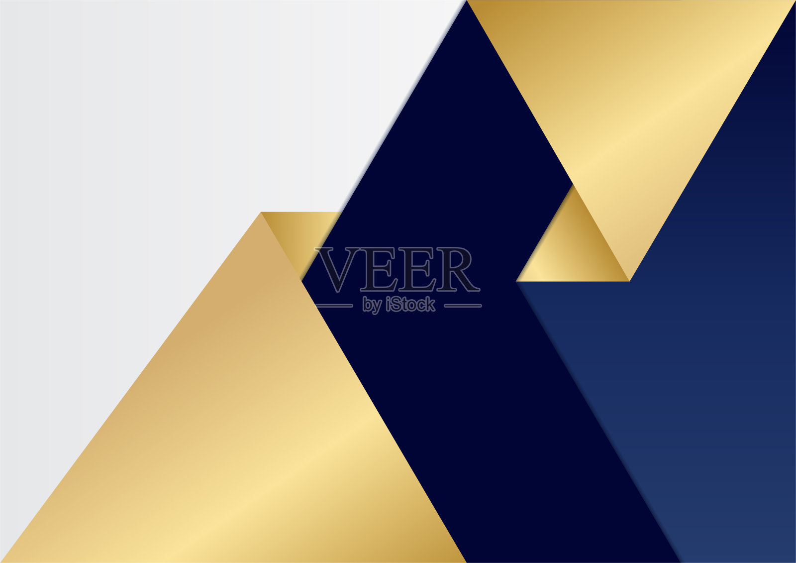 抽象的蓝色和金色的白色背景与金线。抽象的多边形图案奢华的深蓝色与金色。插画图片素材