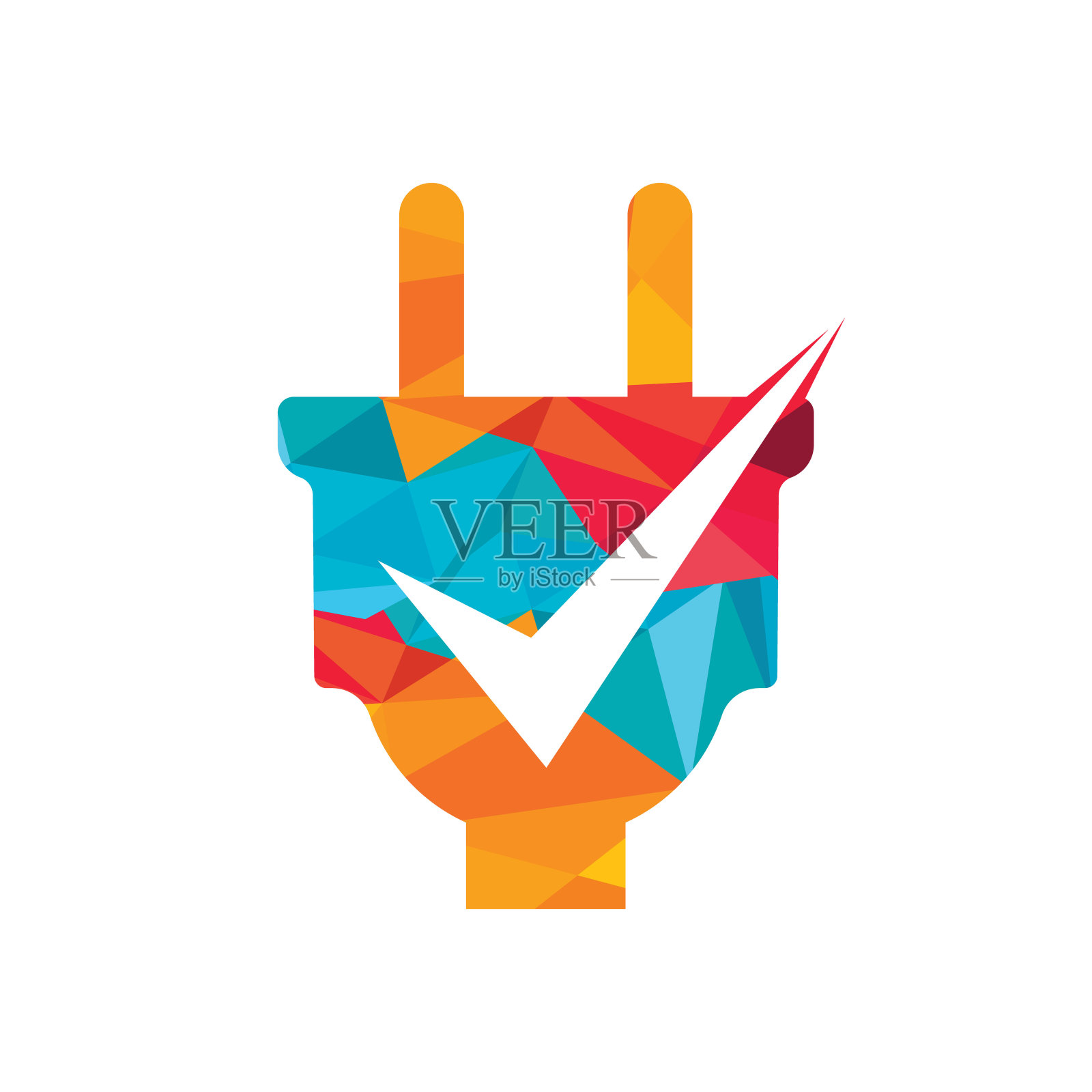 电插头和检查标志矢量标识设计。插画图片素材