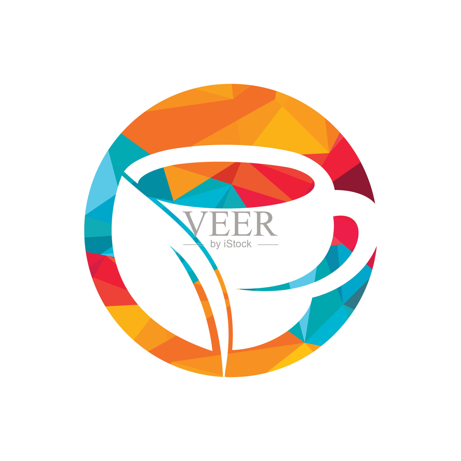 有机茶矢量logo设计。叶杯为天然饮料标志模板。插画图片素材