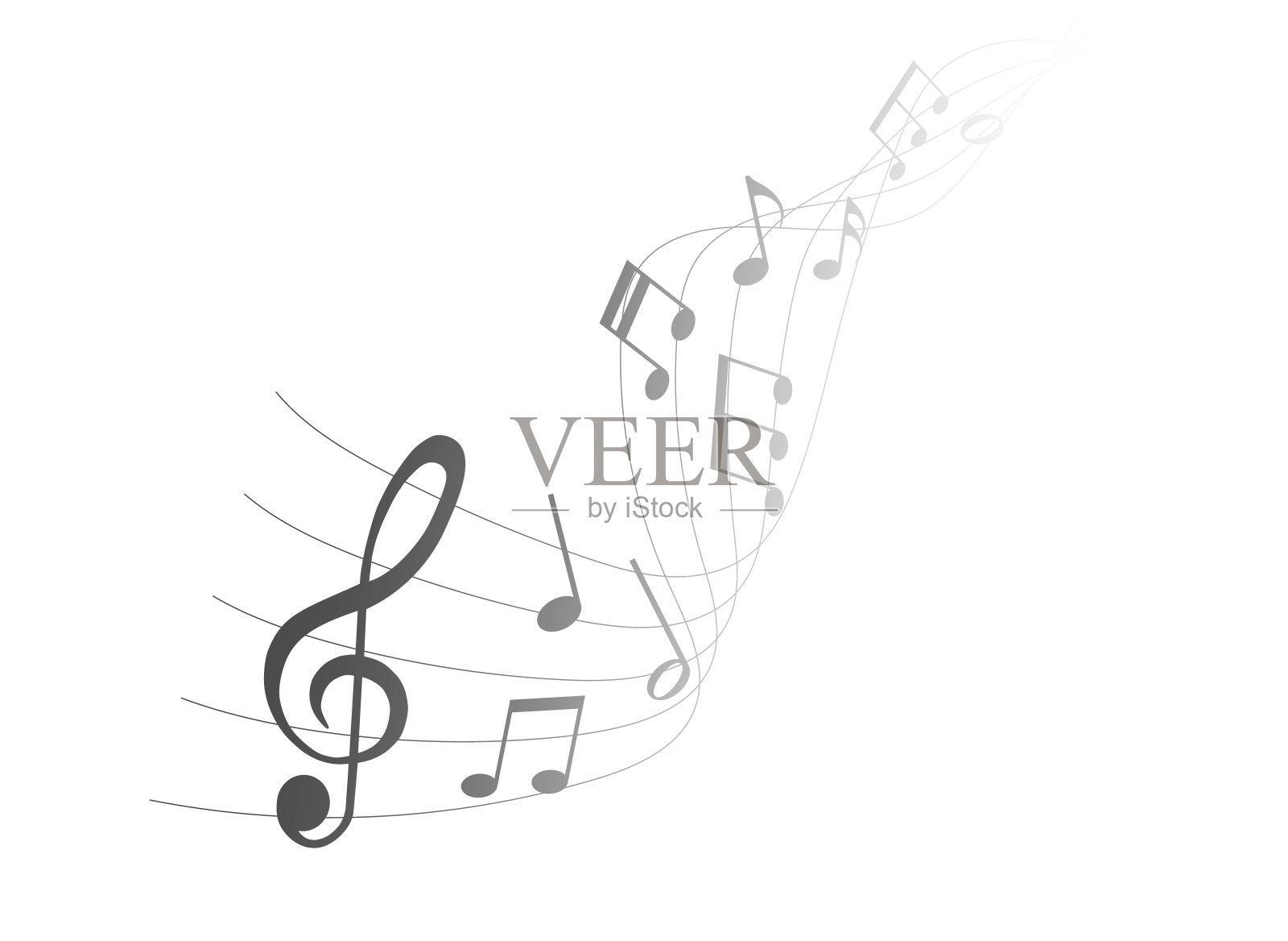 向量乐谱-音乐音符旋律在白色背景上插画图片素材