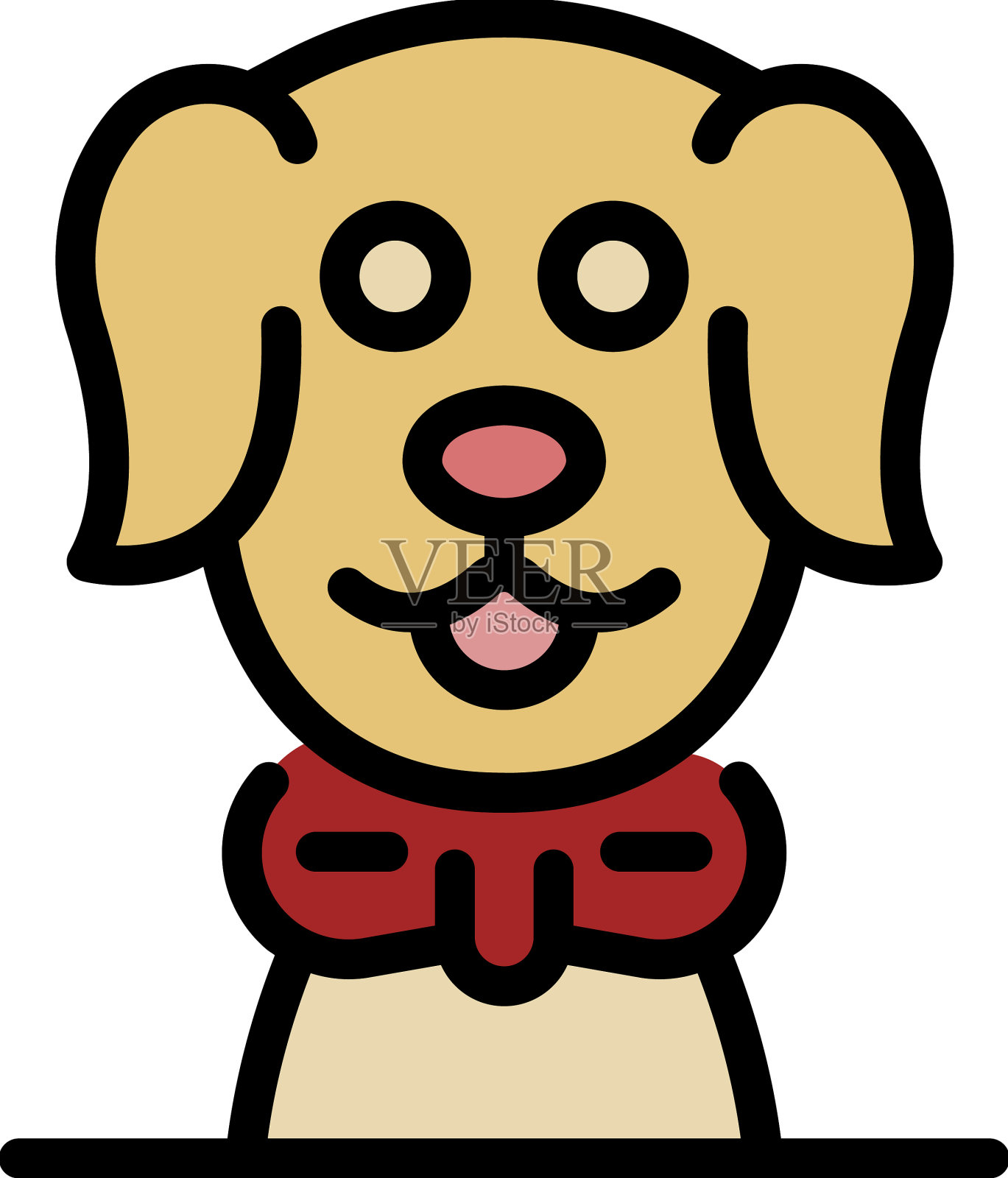 快乐的美容师狗图标颜色轮廓插画图片素材
