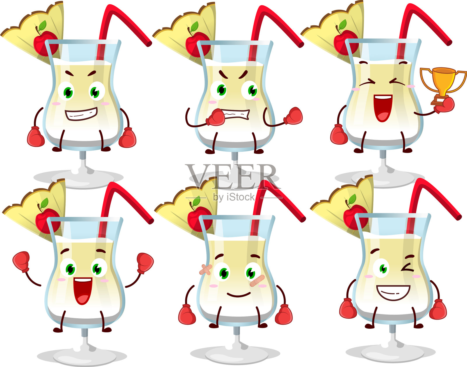 一个运动的椰果朗姆酒拳击运动员卡通设计元素图片