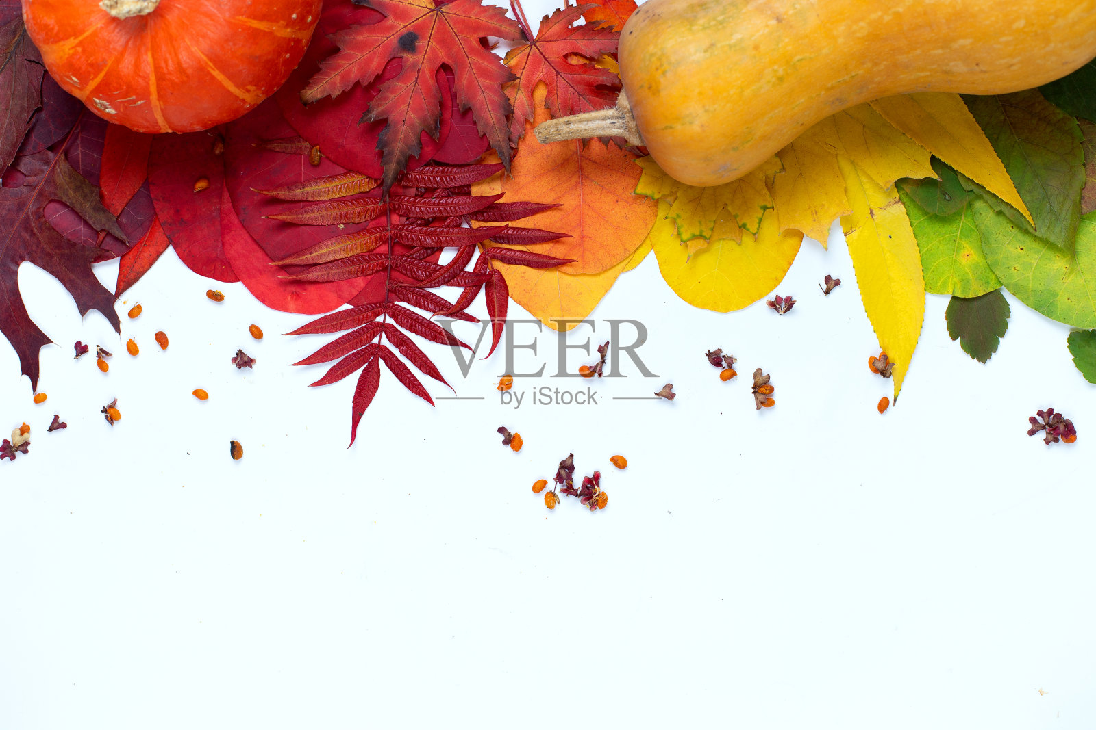 用秋叶和南瓜框起来。秋天的成分。照片摄影图片