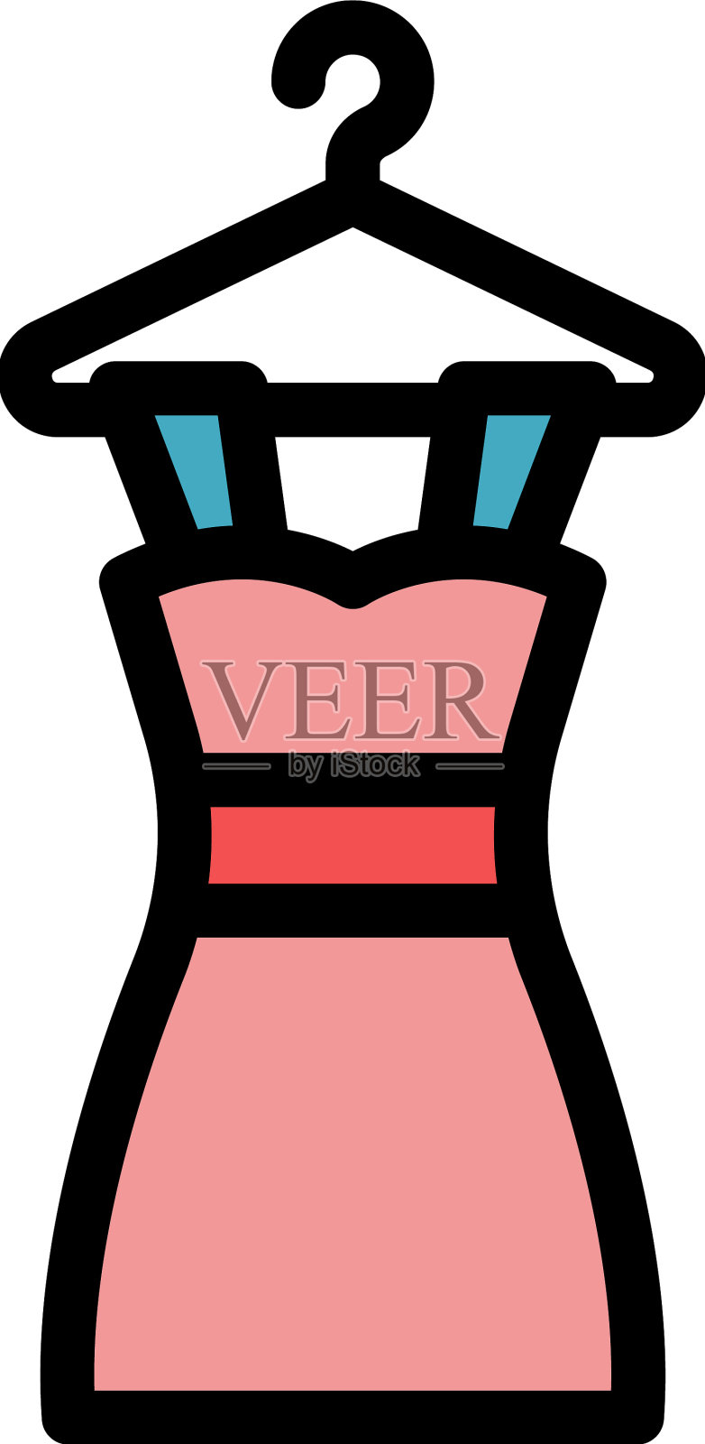 把衣服挂在图标颜色轮廓上插画图片素材