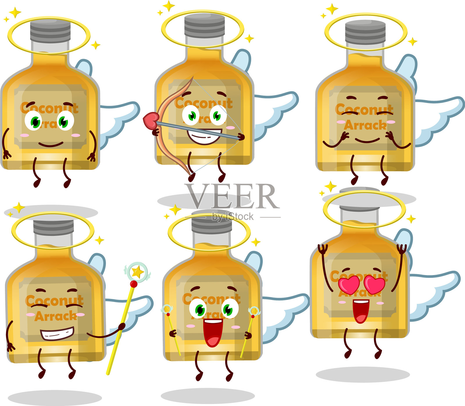 椰壳漫画设计成可爱的天使设计元素图片