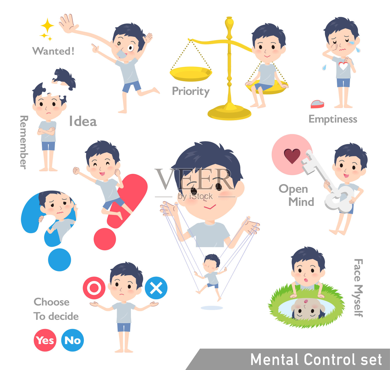 一群有精神控制的无偿化身插画图片素材