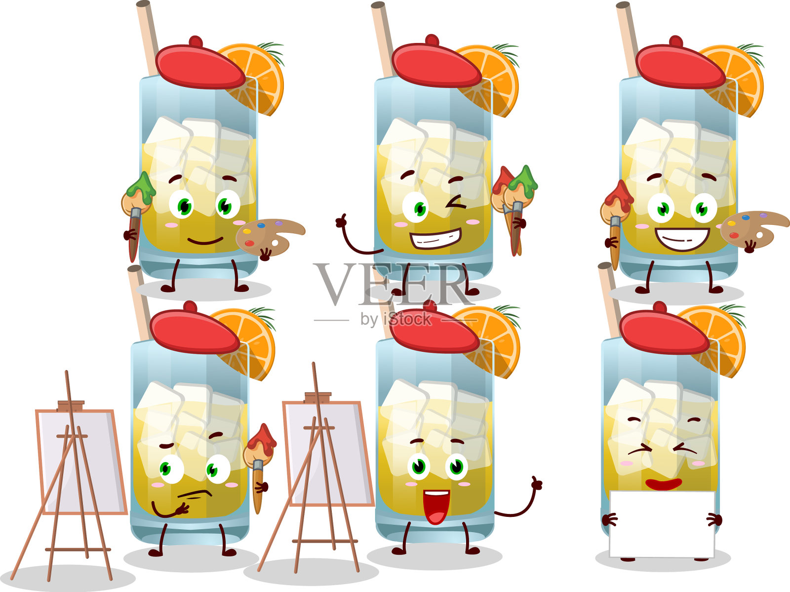 金汤力卡通人物的艺术艺术家插画图片素材