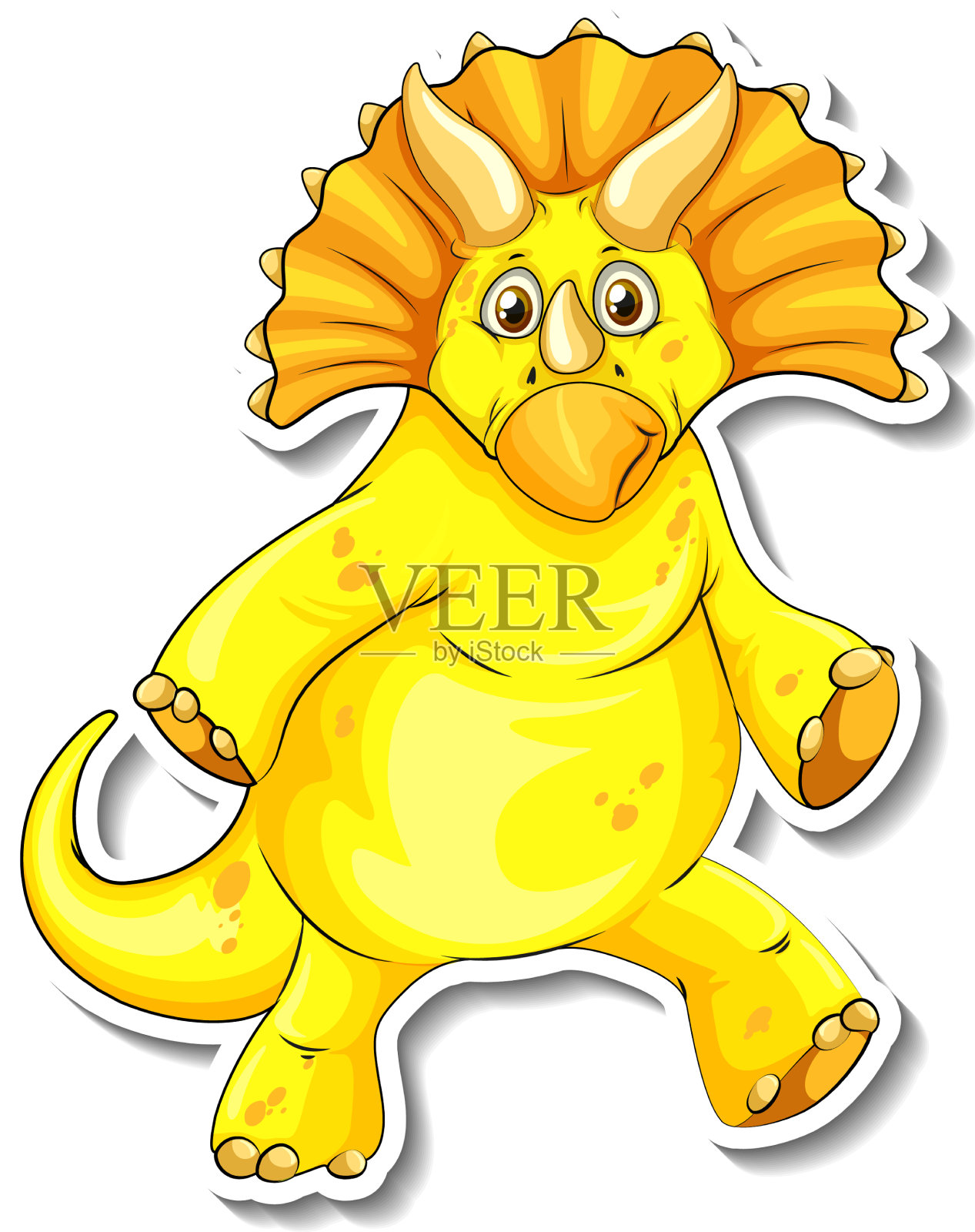 三角龙恐龙卡通人物贴纸设计元素图片