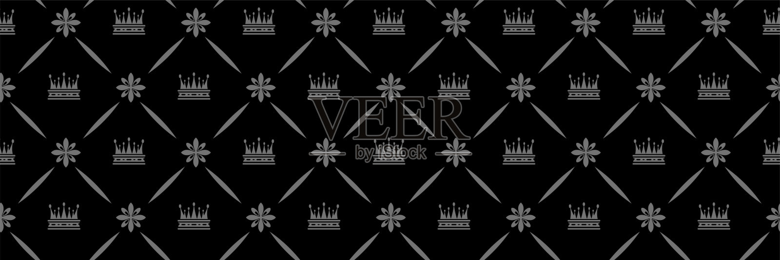 黑色背景图像与装饰灰色装饰在黑色背景为您的设计。无缝背景壁纸，纹理。矢量插图。插画图片素材