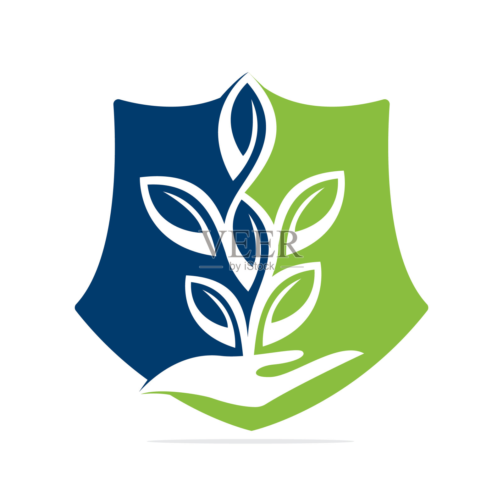 植物在手中矢量标志设计。插画图片素材