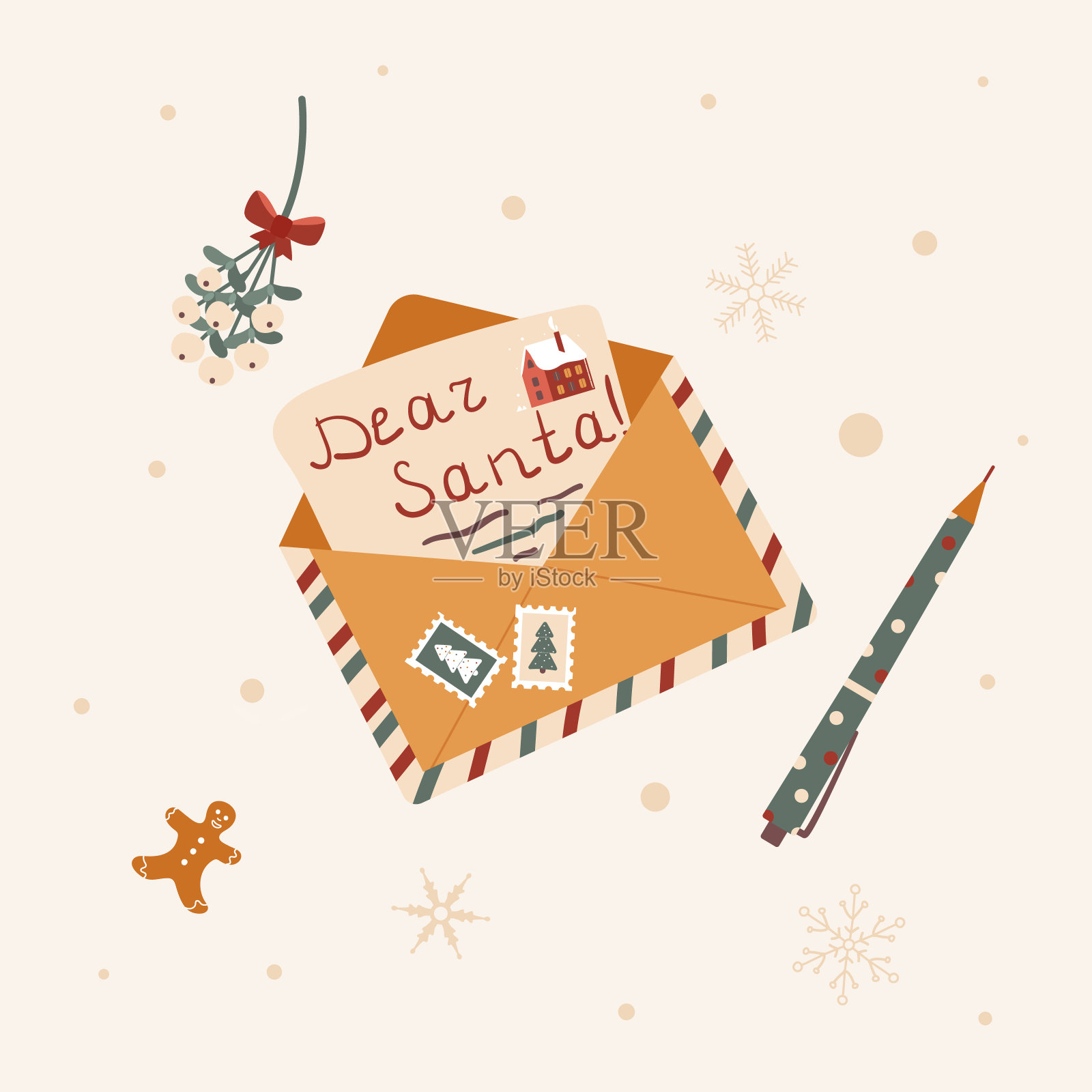 写给圣诞老人的信封设计模板素材