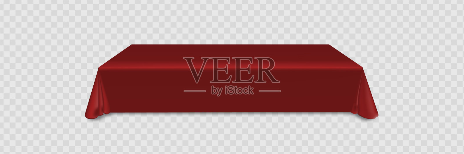 红台布铺在桌子上，空无一物。孤立的矢量插图在一个浅色的背景。插画图片素材