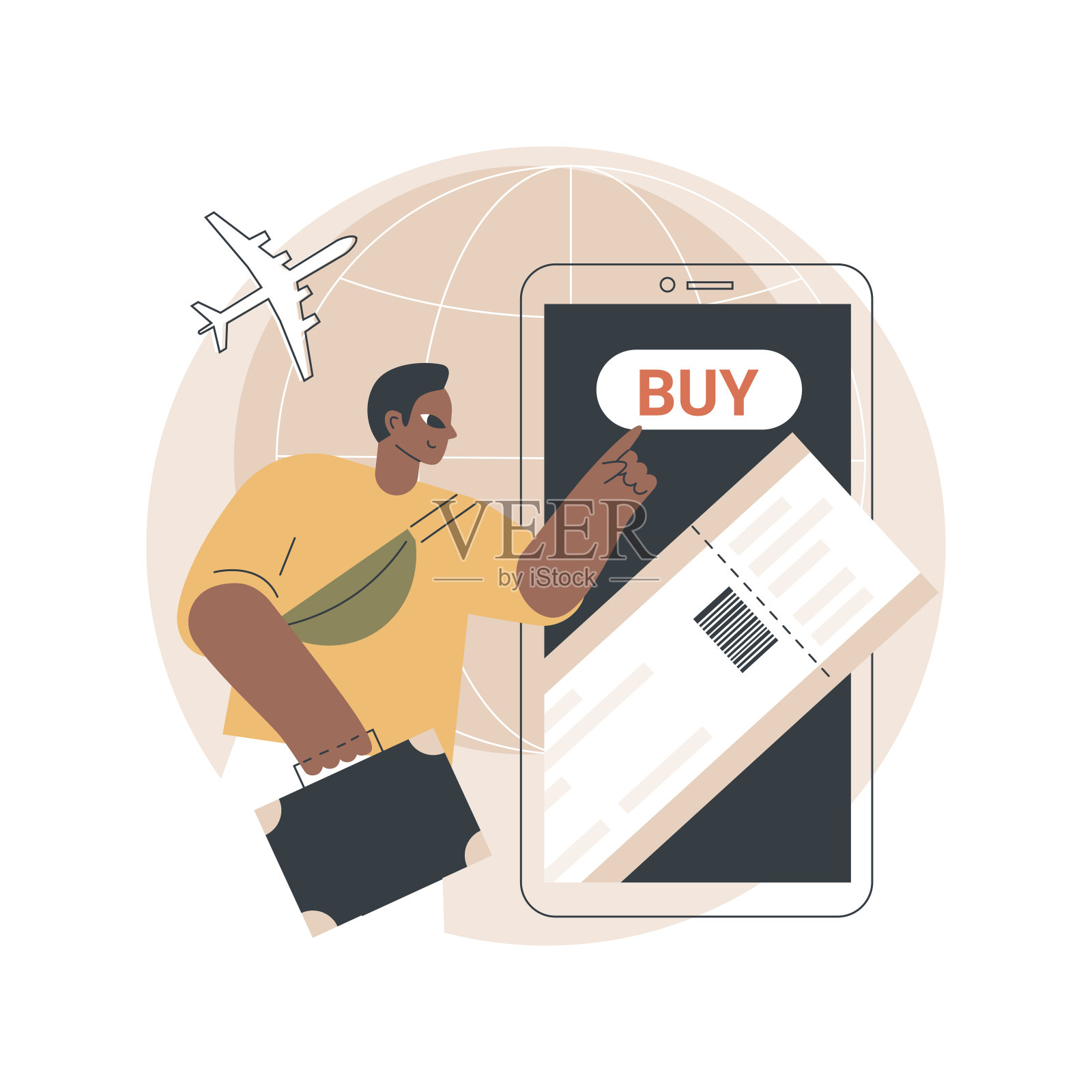 网上购票抽象概念矢量插图。插画图片素材